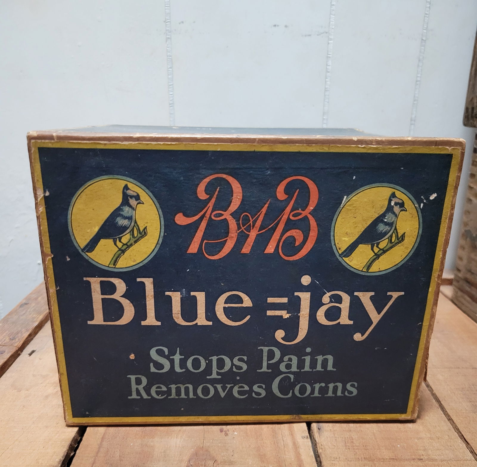 Antique Blue Jay Country Store Counter Top Advertising Display: 9x8x7.5Heavy Composite