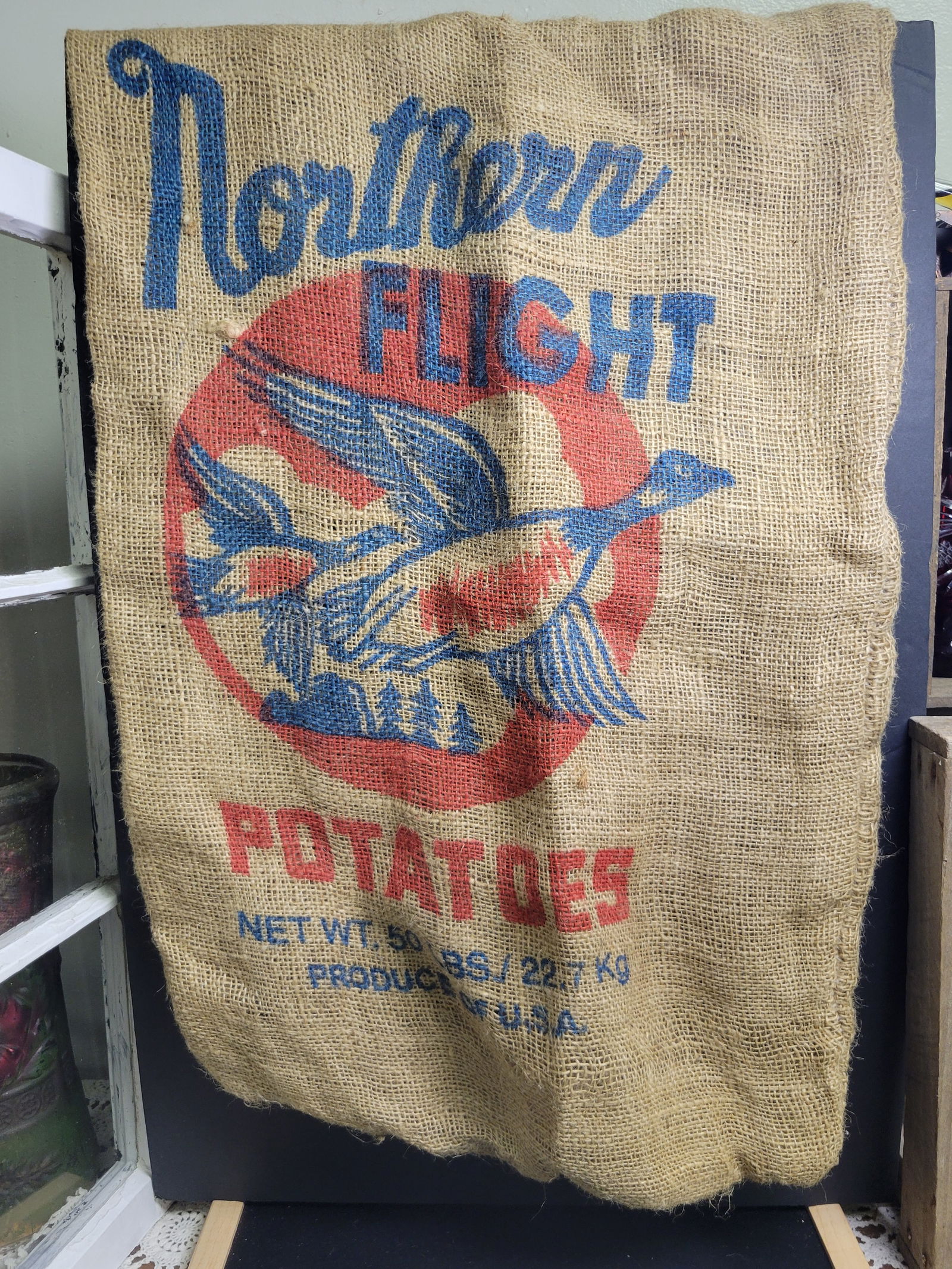 Northern Flight Advertising Burlap Sack: Has burlap bag smell