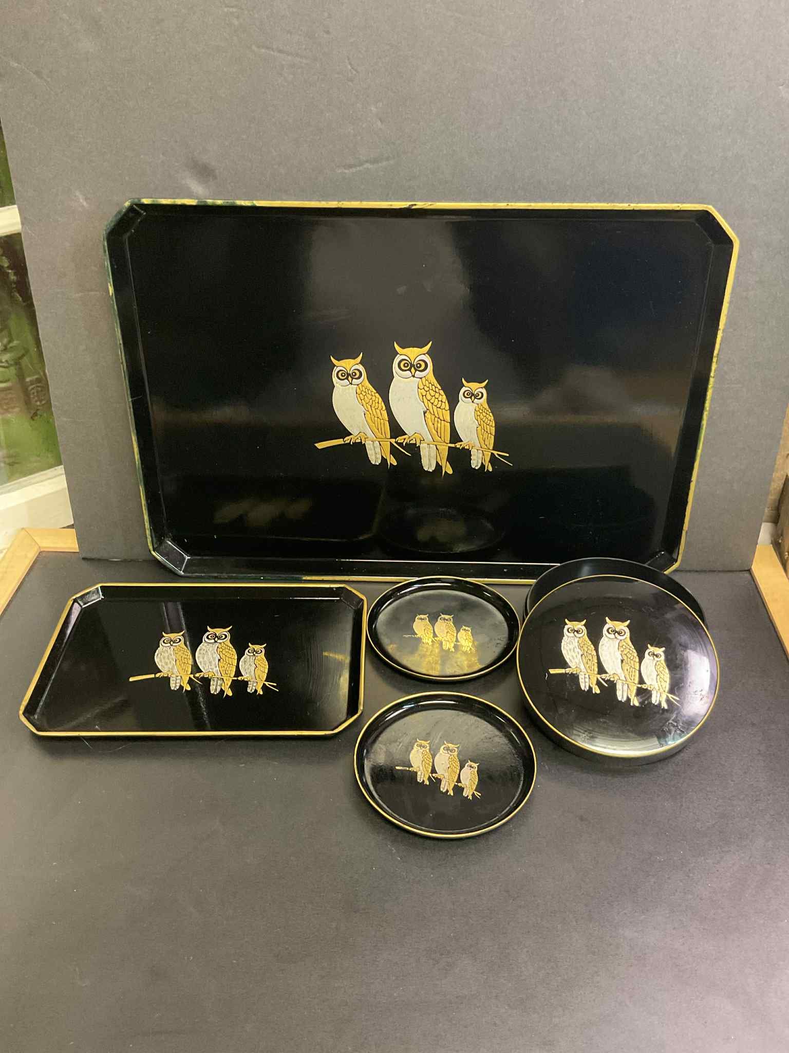 Otagiri MCM Vanity Set Vintage Owls: Owl Set in nice shape