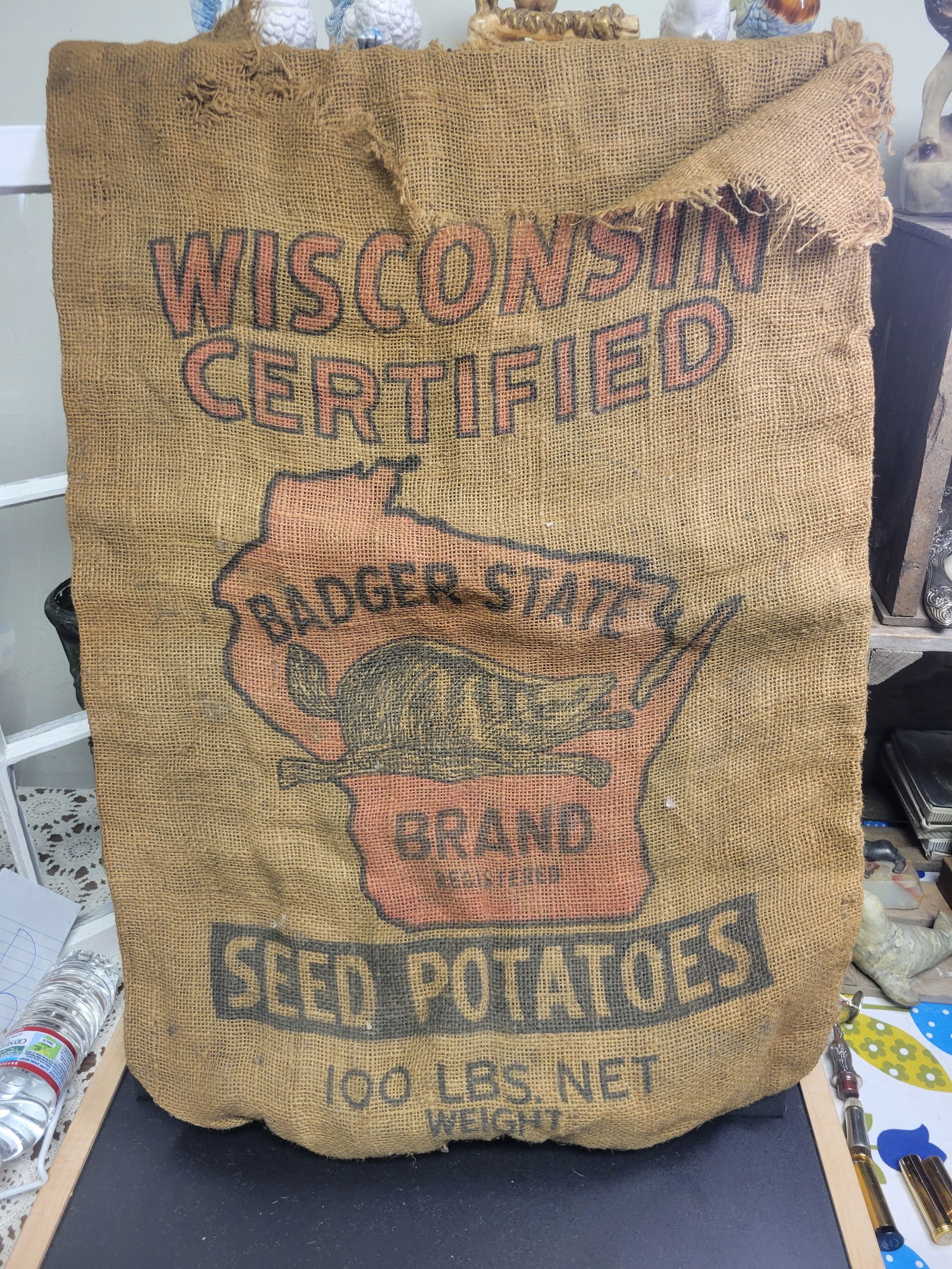 Advertising Burlap Bag Badger State: Has burlap smell