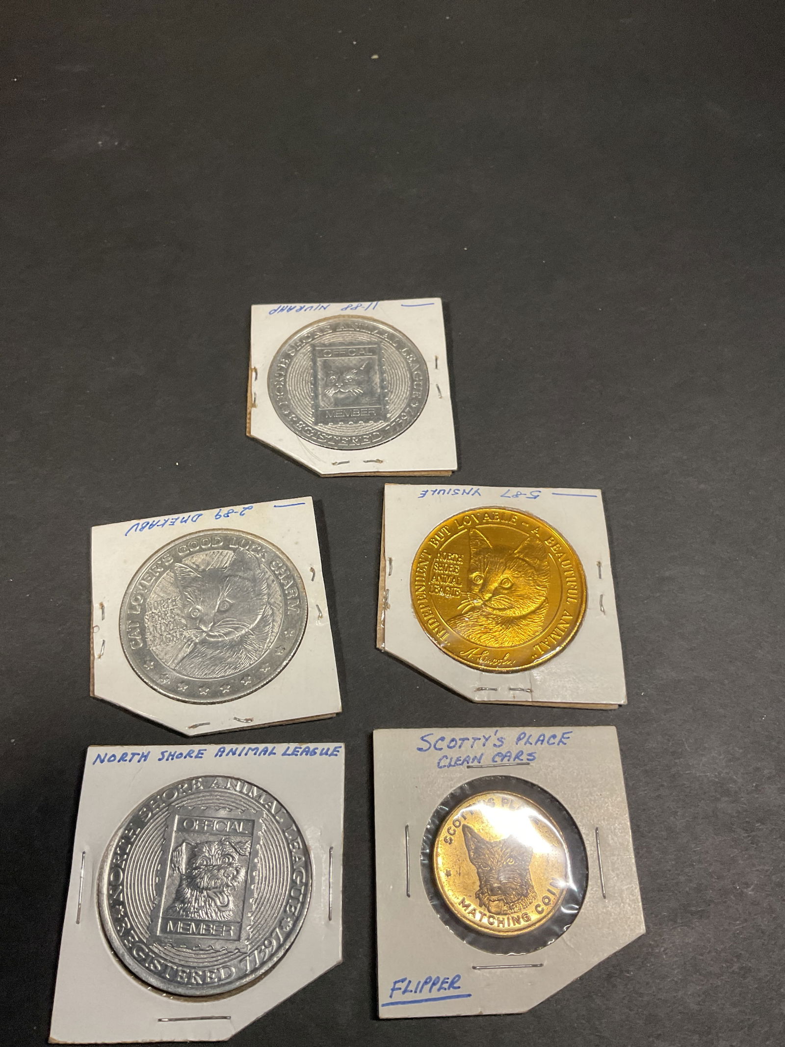 LOT OF TRADE TOKENS ANIMAL THEME: Lot of 5