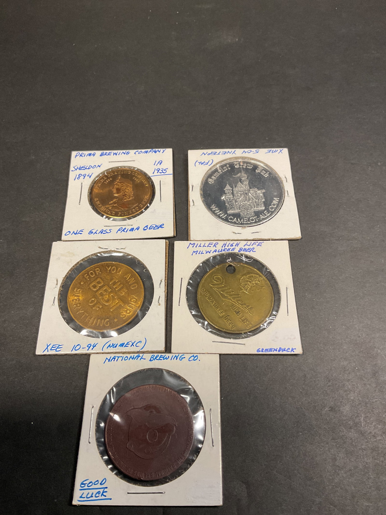 LOT OF TRADE TOKENS BREWING BEER: Lot of 5