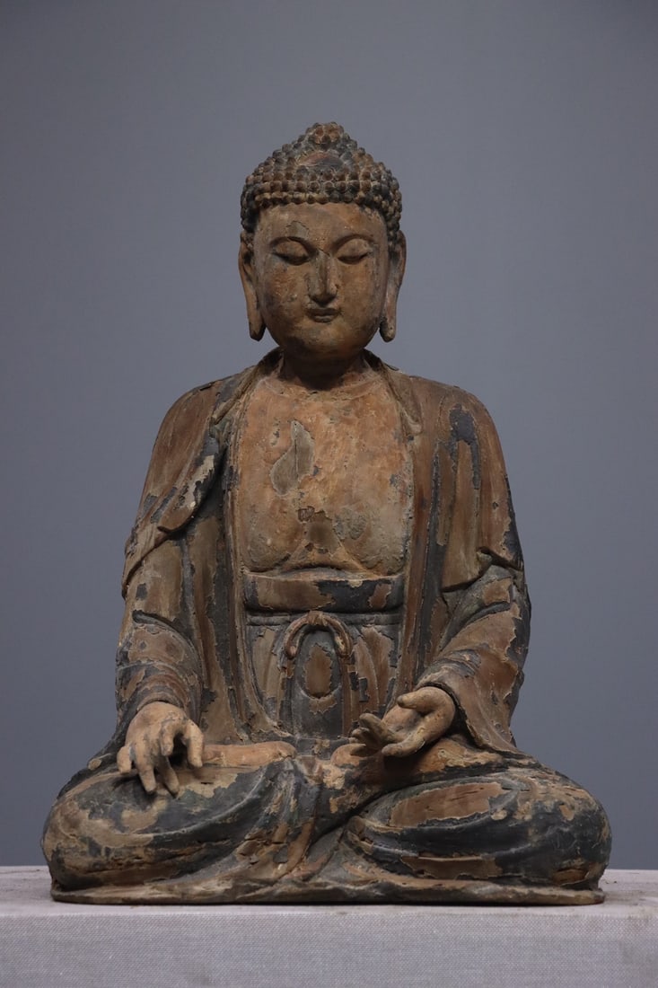 Wooden Buddha statues before the Ming Dynasty: Height: 50cm, Width: 35cm,