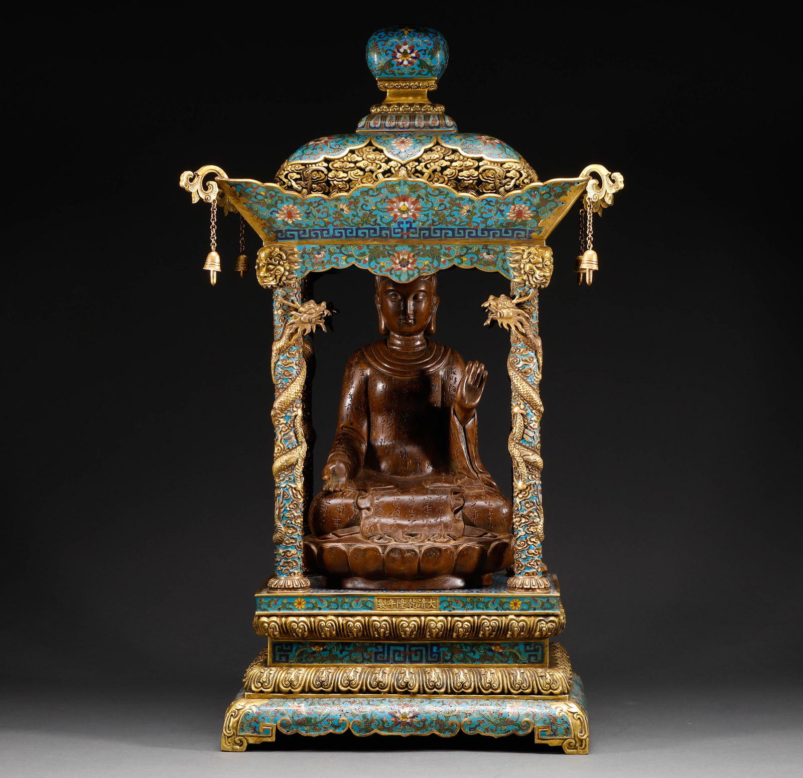 Qing Dynasty Qinan agarwood Buddha statue (cloisonn é Buddha niche) (1 of 17)