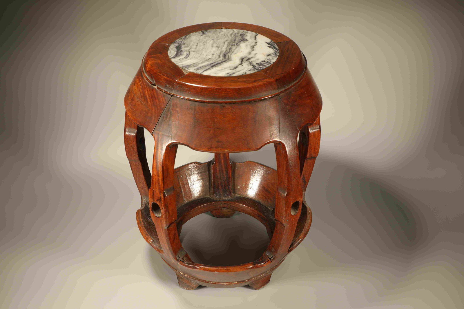 Huanghua Pear Embedded with Cloud Stone Drum Pier: Height: 49cm, Width: 37cm,