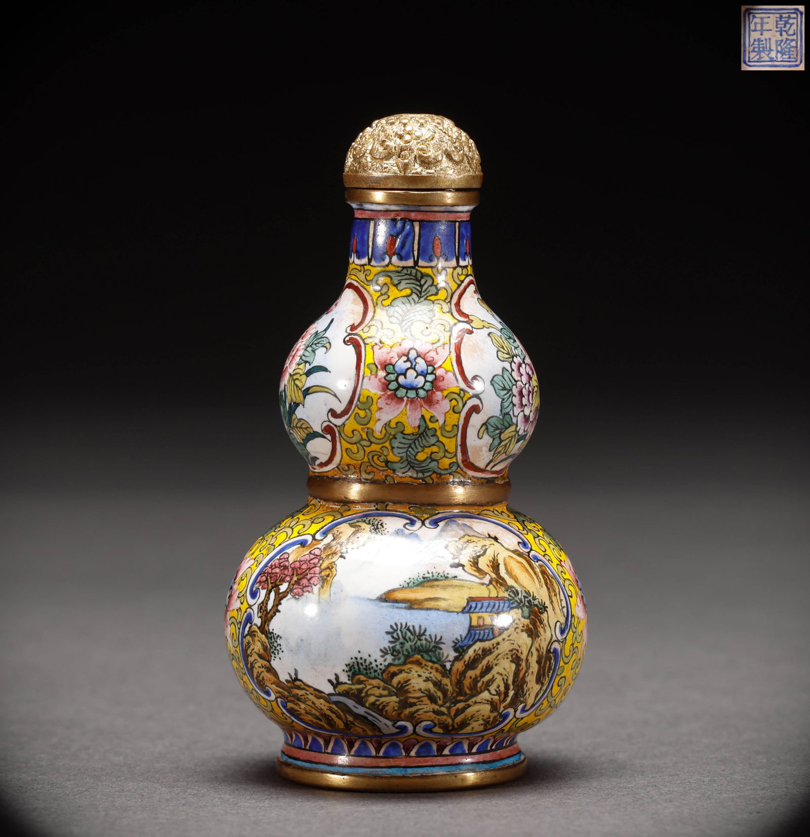 Qing Dynasty copper bodied enamel colored snuff bottle (1 of 7)