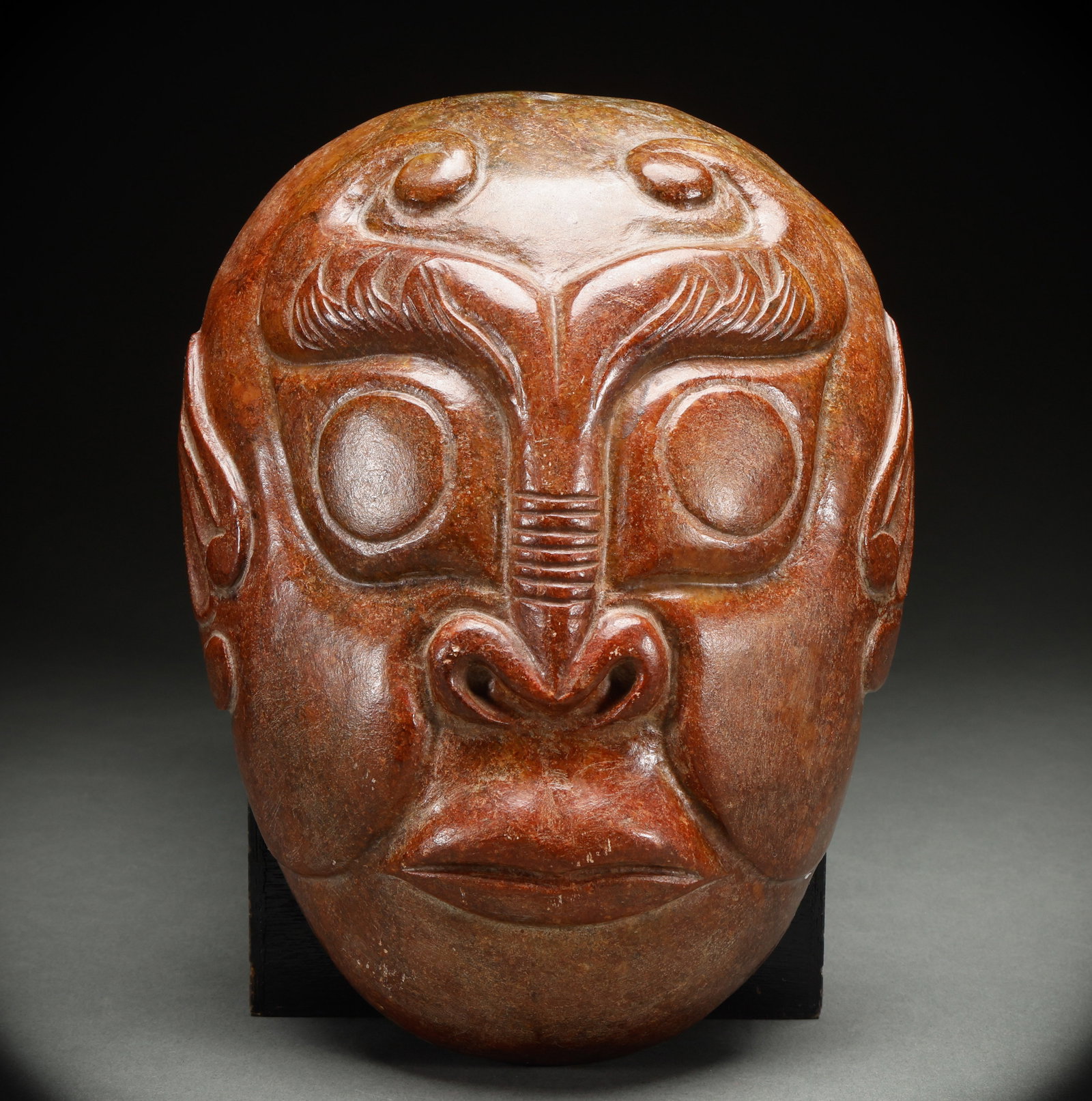 Hotan Jade Mask before the Ming Dynasty: Height: 24.5cm, Width: 18cm, Weight: 2682g