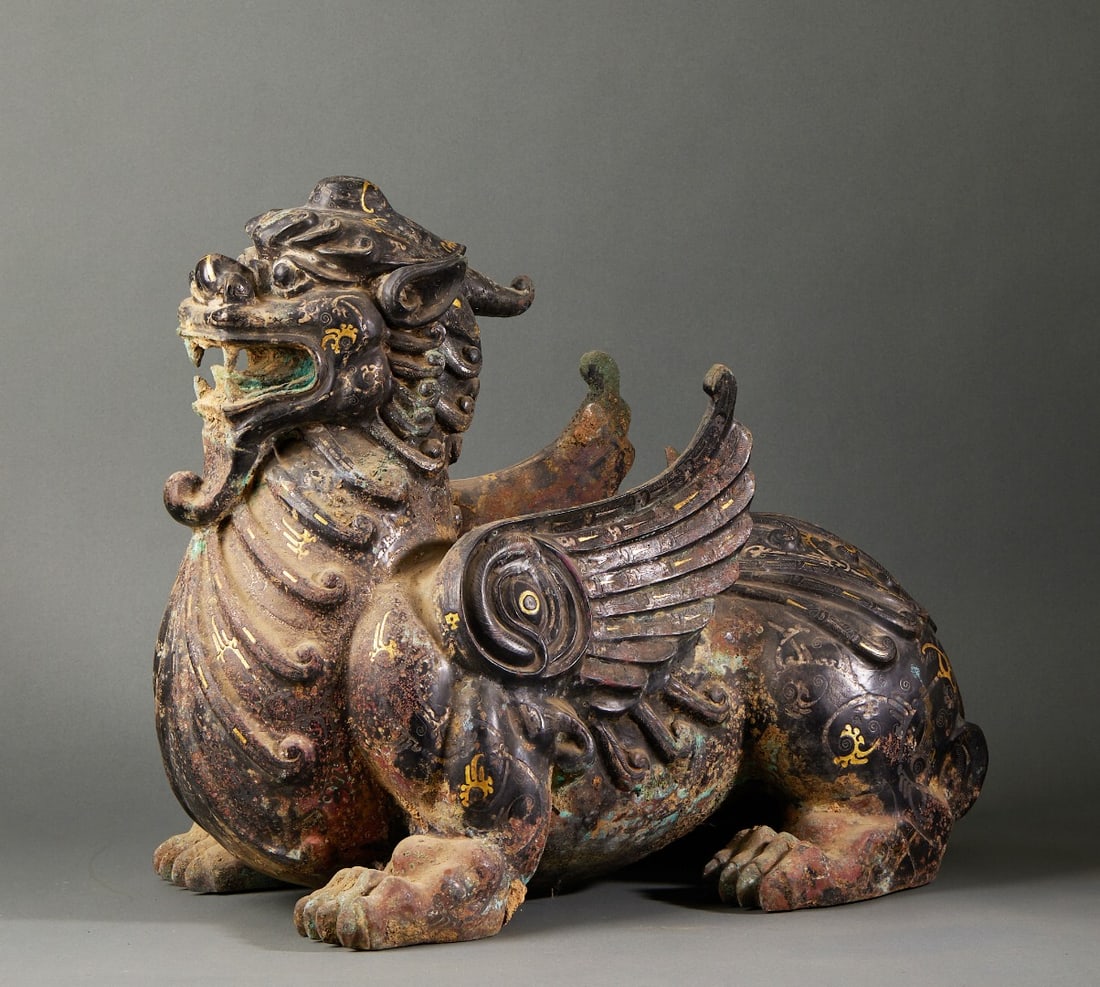 Ming Dynasty's Wrong Gold, Silver, and Auspicious Beasts: Height: 48cm, width: 57cm, weight: 23100g