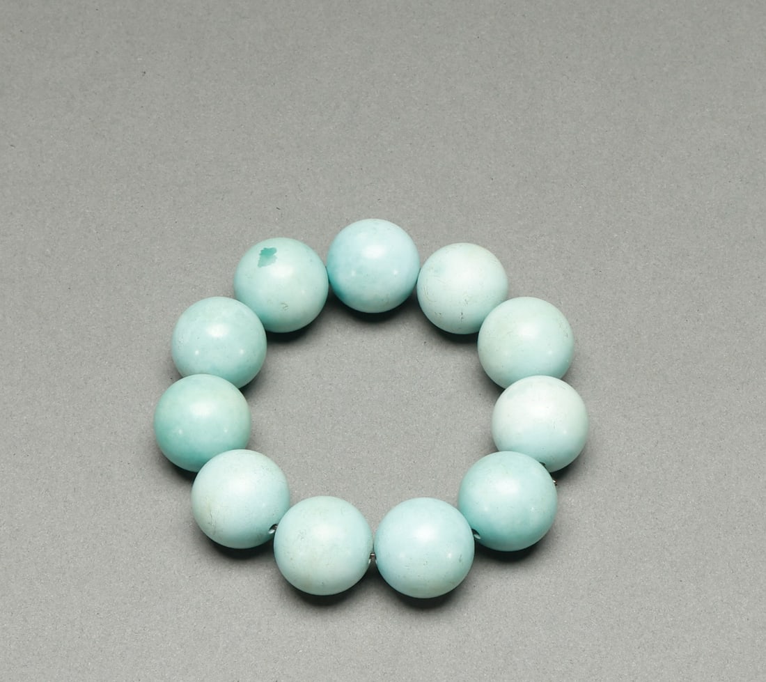 Qing Dynasty Turquoise Hand String: Diameter: 2cm, Weight: 120g