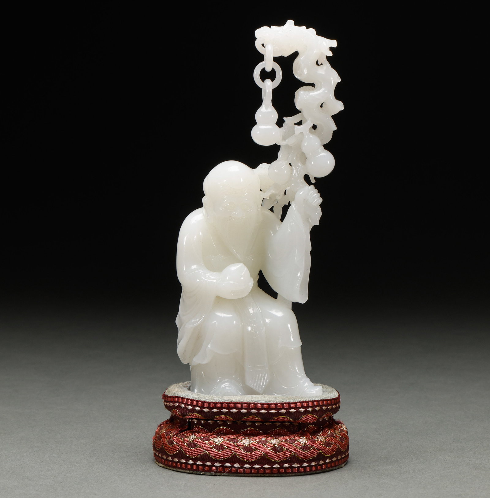 Statue of Hotan Jade Longevity Star in Qing Dynasty: Height: 20cm, Width: 8cm, Weight: 474g