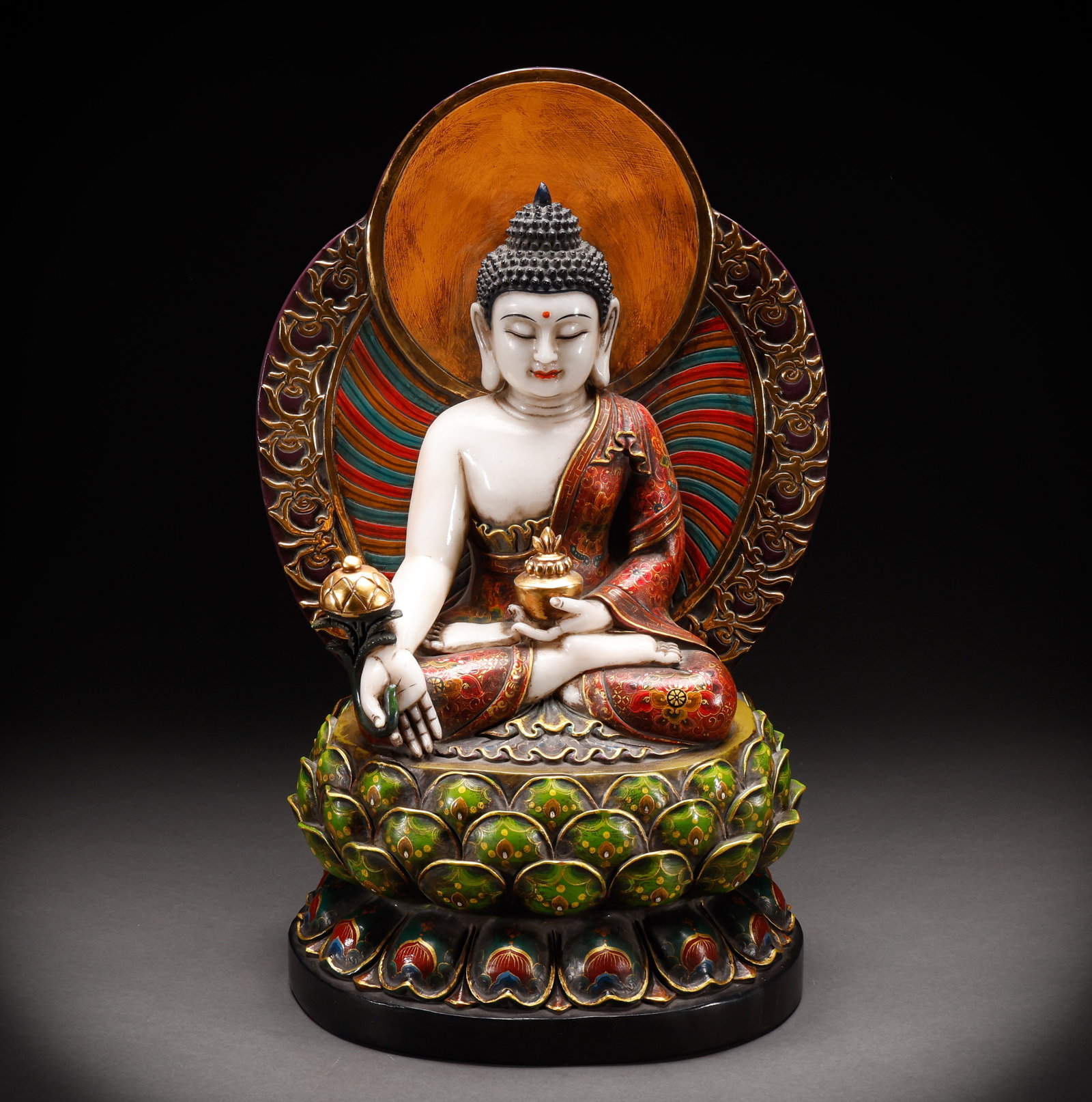 White Marble colored Buddha of the Qing Dynasty (1 of 10)