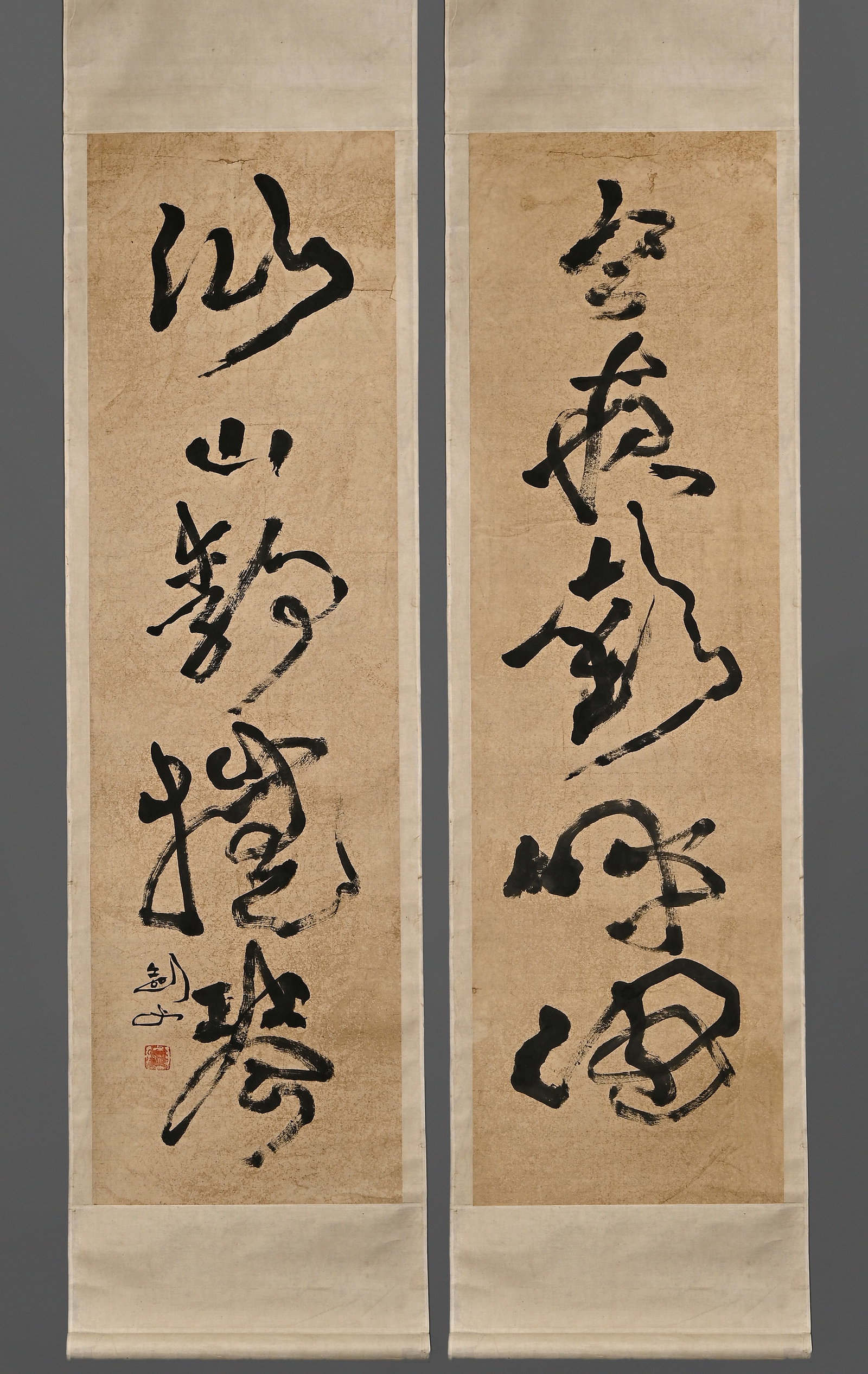 Gao Jianfu's calligraphy couplet drawing book vertical axis (1 of 9)