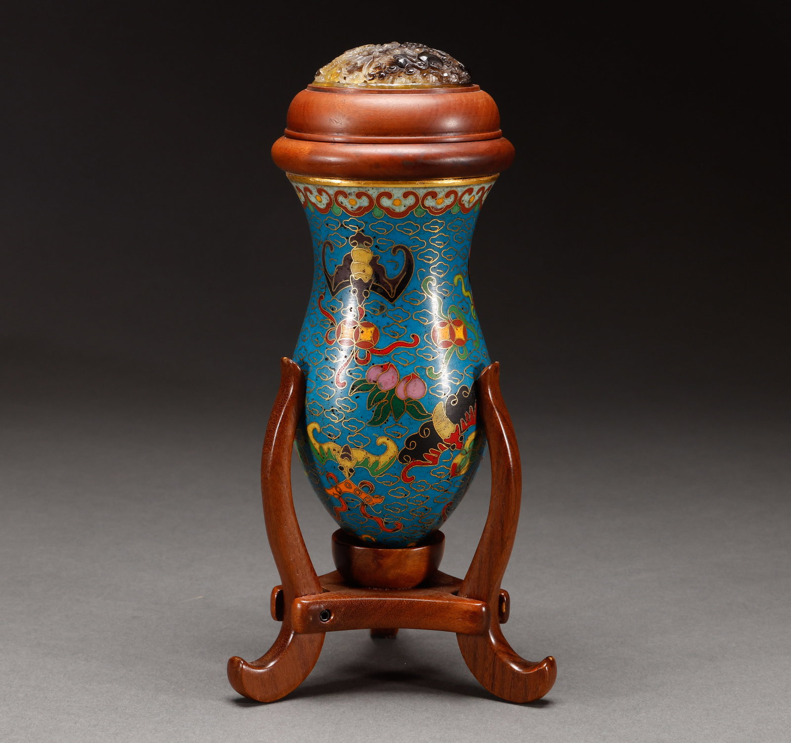 Qing Dynasty copper tire cloisonn é cricket jar: Height: 18cm, width: 6.5cm, weight: 283g