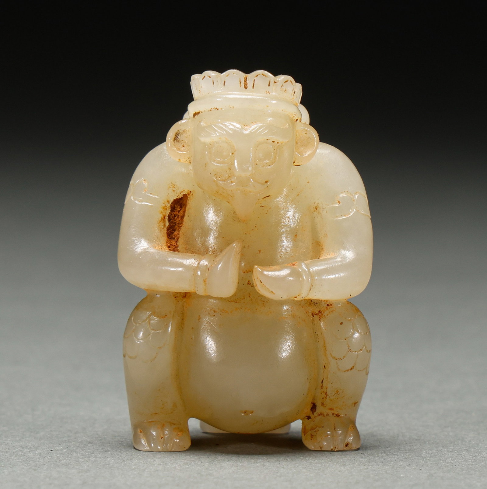 Before the Ming Dynasty, Hu people in Hotan Jade: Height: 5cm, Width: 3.3cm, Weight: 59g
