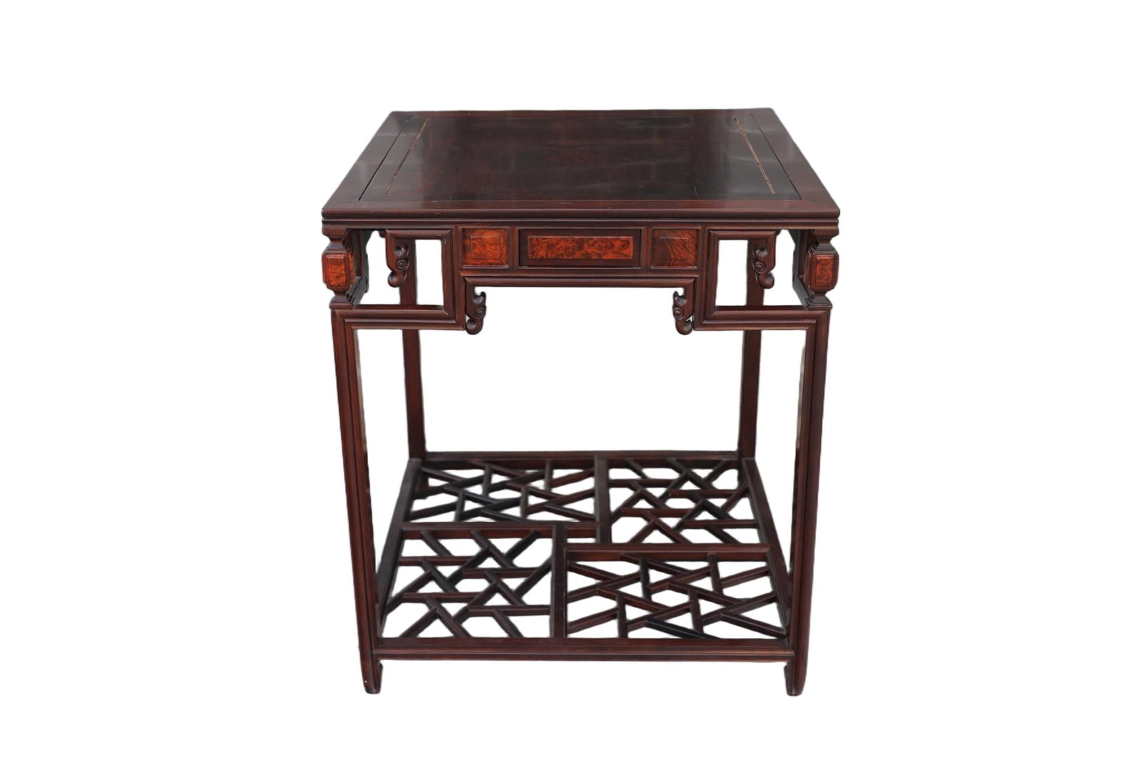 Redwood inlaid with cherry wood, ice cracks, stepping on a square table: Height: 79cm, Width: 70cm,