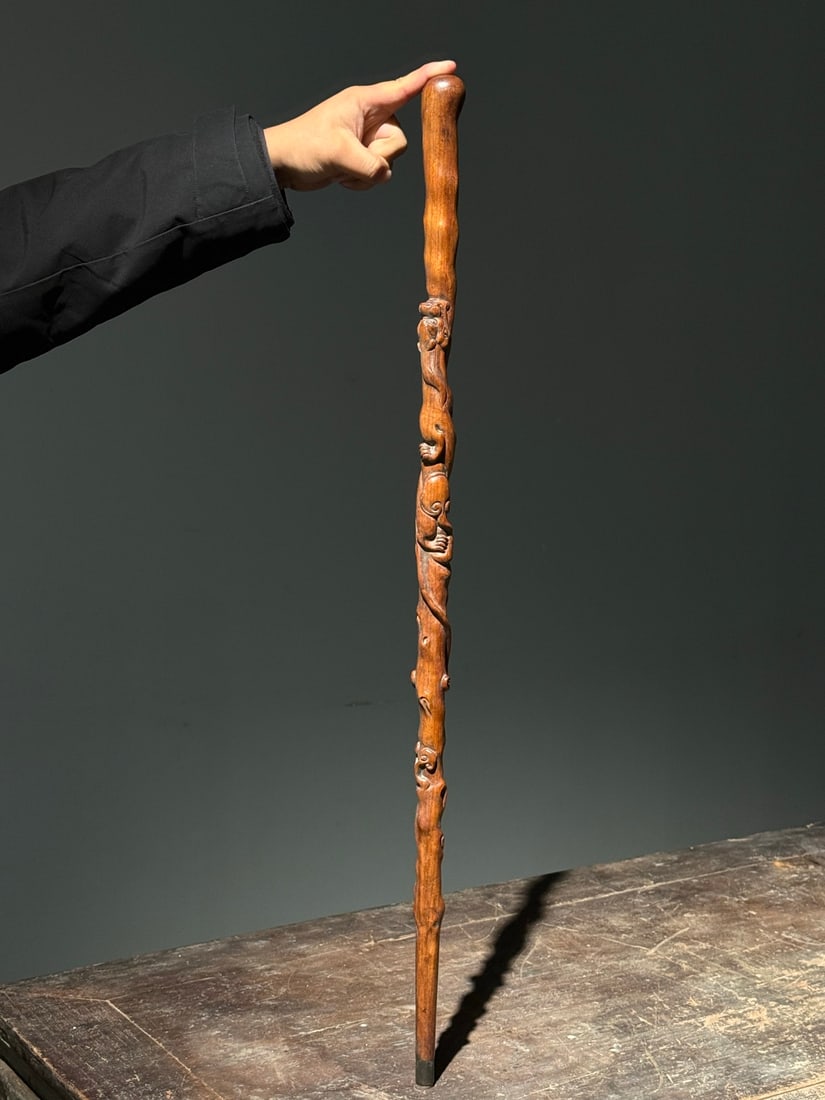 Qing Dynasty Huanghua Pear Cane: Length: 89cm,