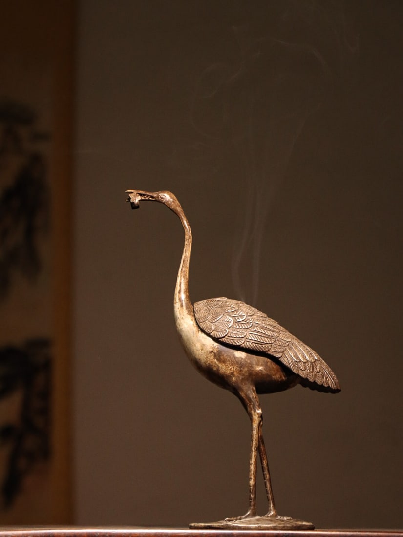 Qing Dynasty Copper Gilded Crane Aromatherapy Stove (1 of 7)
