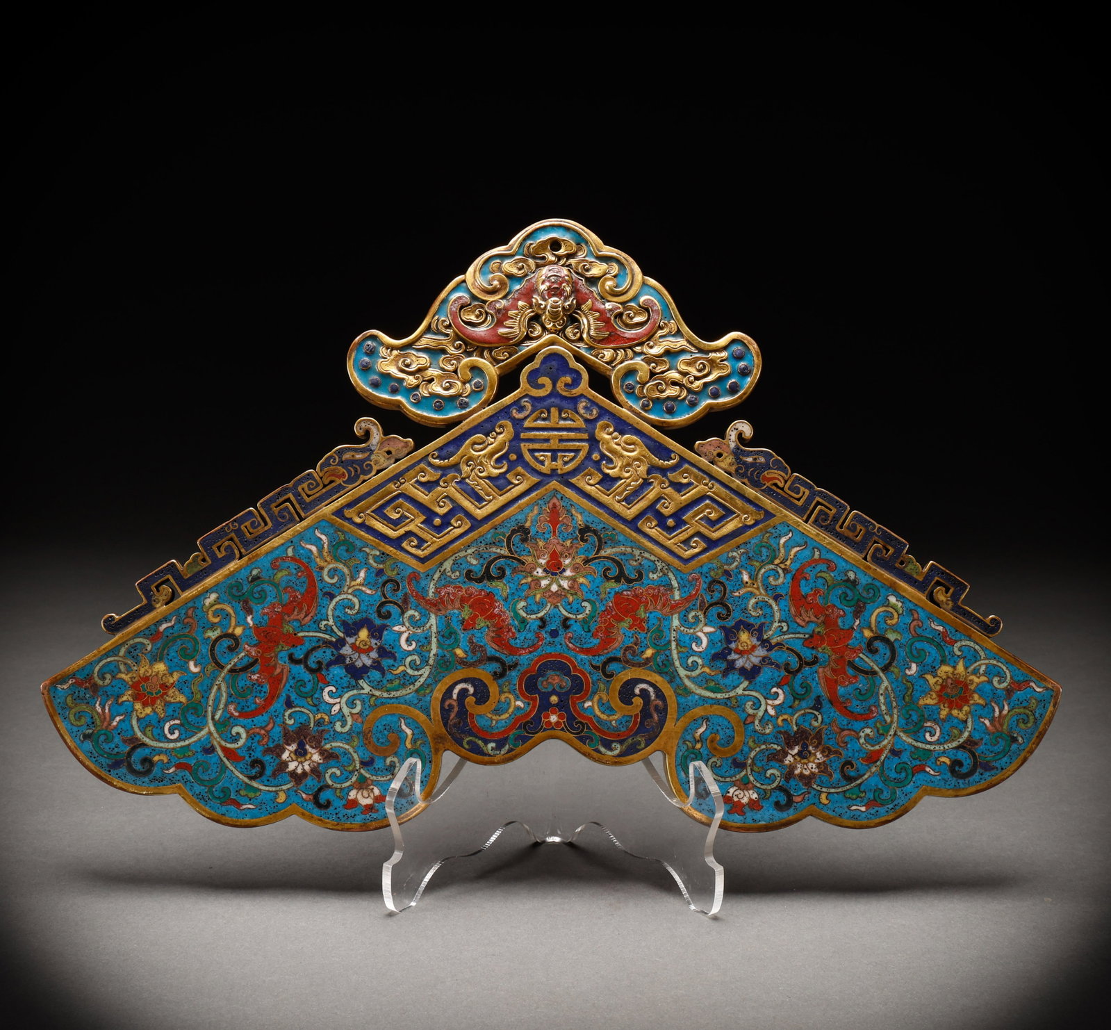 Qing Dynasty bronze cloisonn ?? chime: Height: 23cm, Width: 36cm, Weight: 3233g