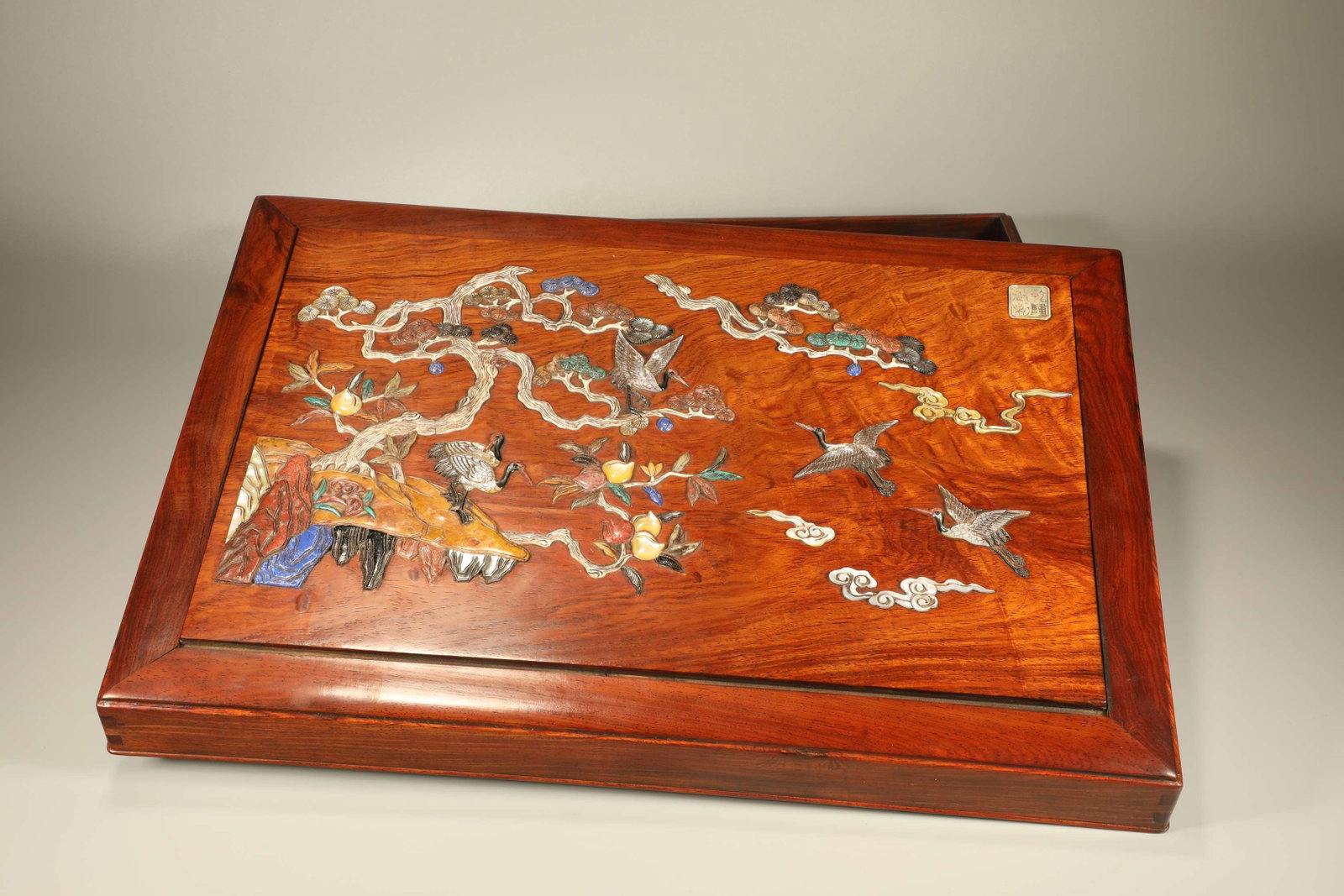 Qing Dynasty Huanghua Pear with Hundred Treasures and Birthday Celebrations in a Box (1 of 7)