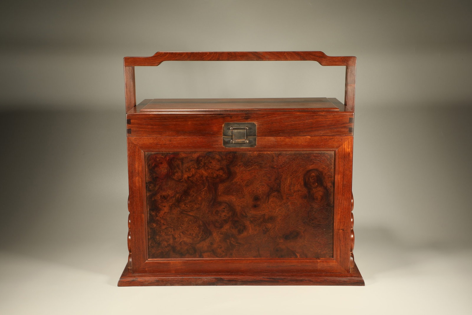 Qing Dynasty Huanghua Pear Embedded Cherry Wood Bunker Box: Height: 45cm, Width: 26cm,