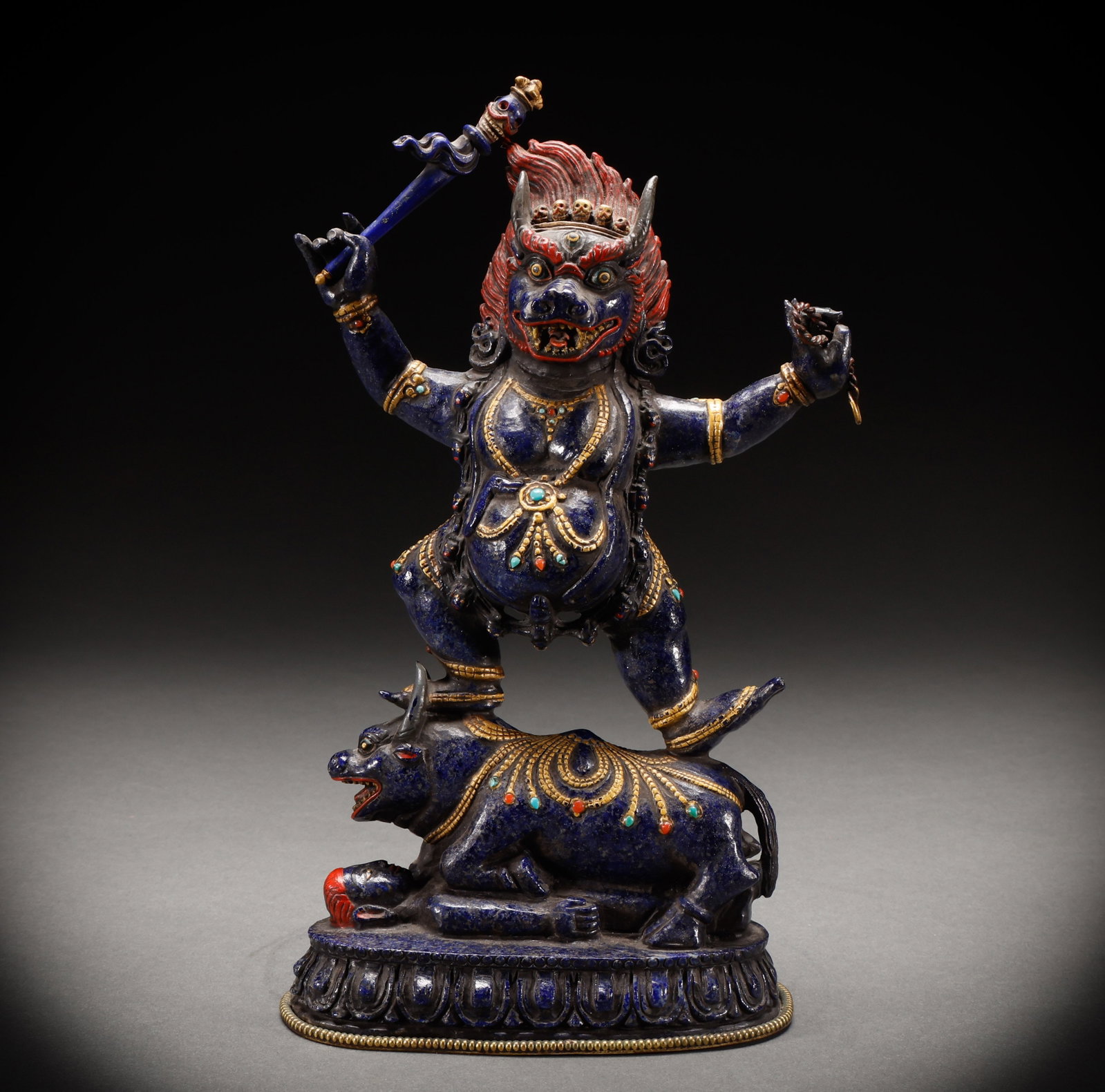 Qing Dynasty Lapis Stone Statue of Yan Mo Enemy (1 of 12)