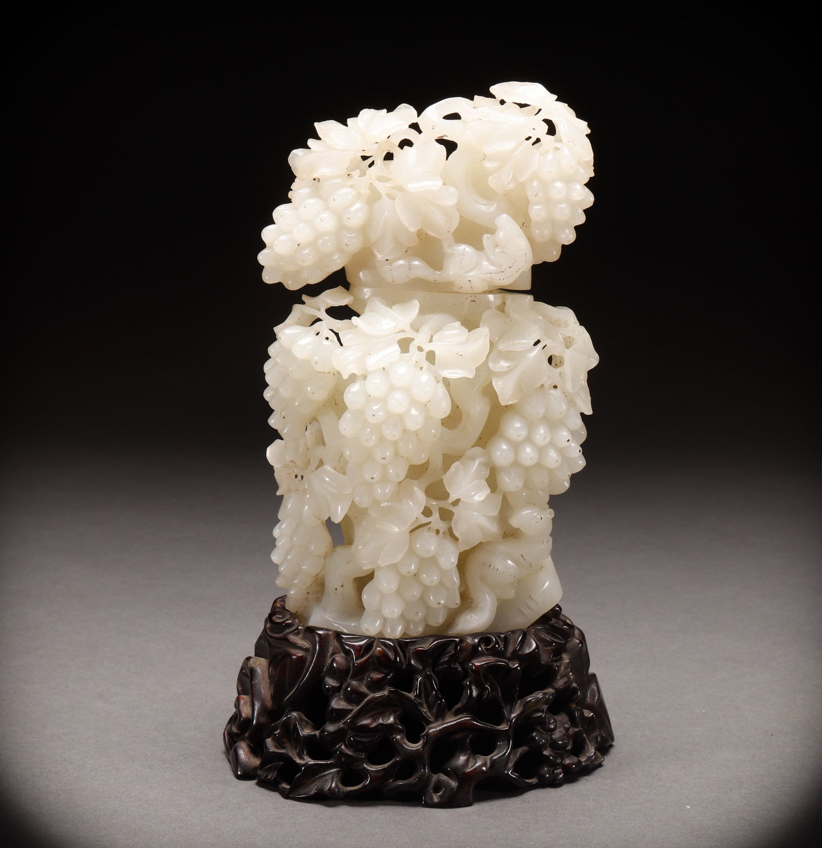 Qing Dynasty Hotan Jade Pine Tree Grape Bottle (1 of 11)