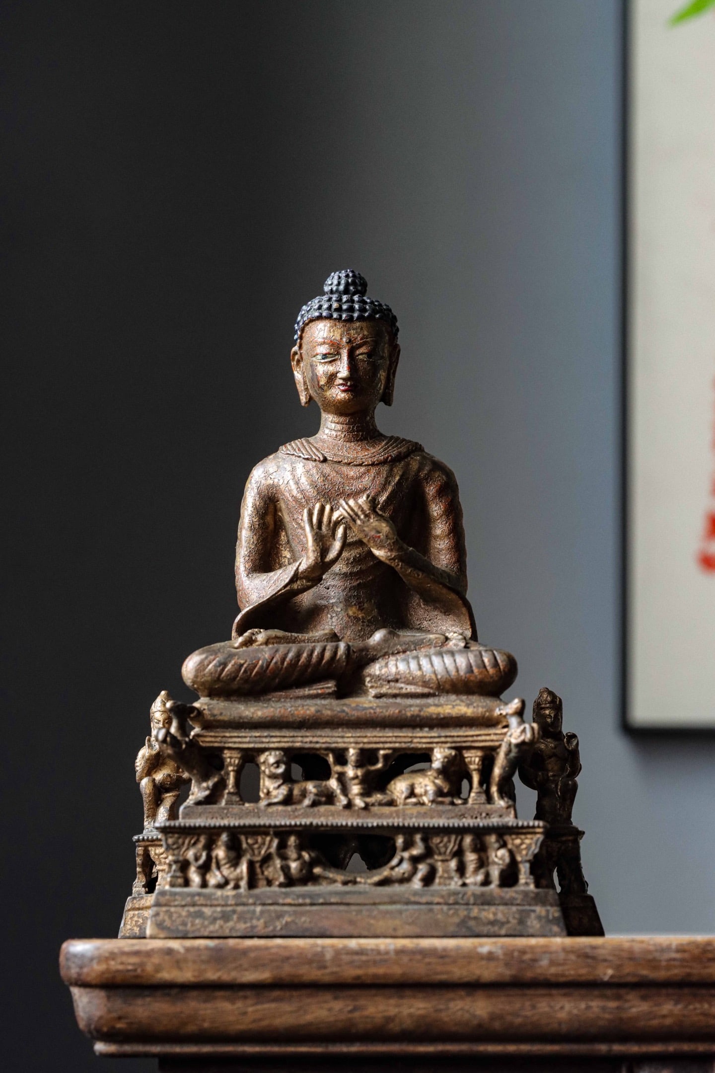 Bronze gilded Buddha statues from the Qing Dynasty: Height: 20cm, Width: 14cm,