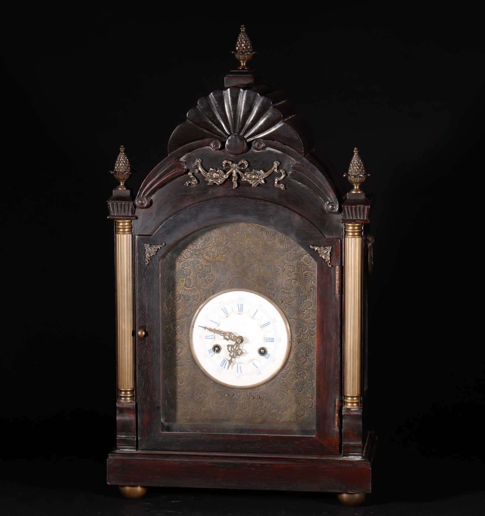Old Tibetan European style rosewood inlaid with copper and gilded bronze (1 of 8)
