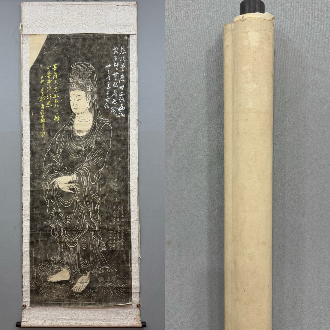 Wu Daozi rubbings Guanyin paper vertical axis: Height: 183cm, Width: 68cm,