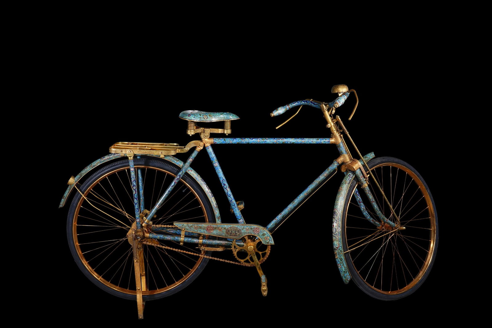 Qing Dynasty bronze tire cloisonn ?? bicycle: Height: 96cm, Width: 196cm,