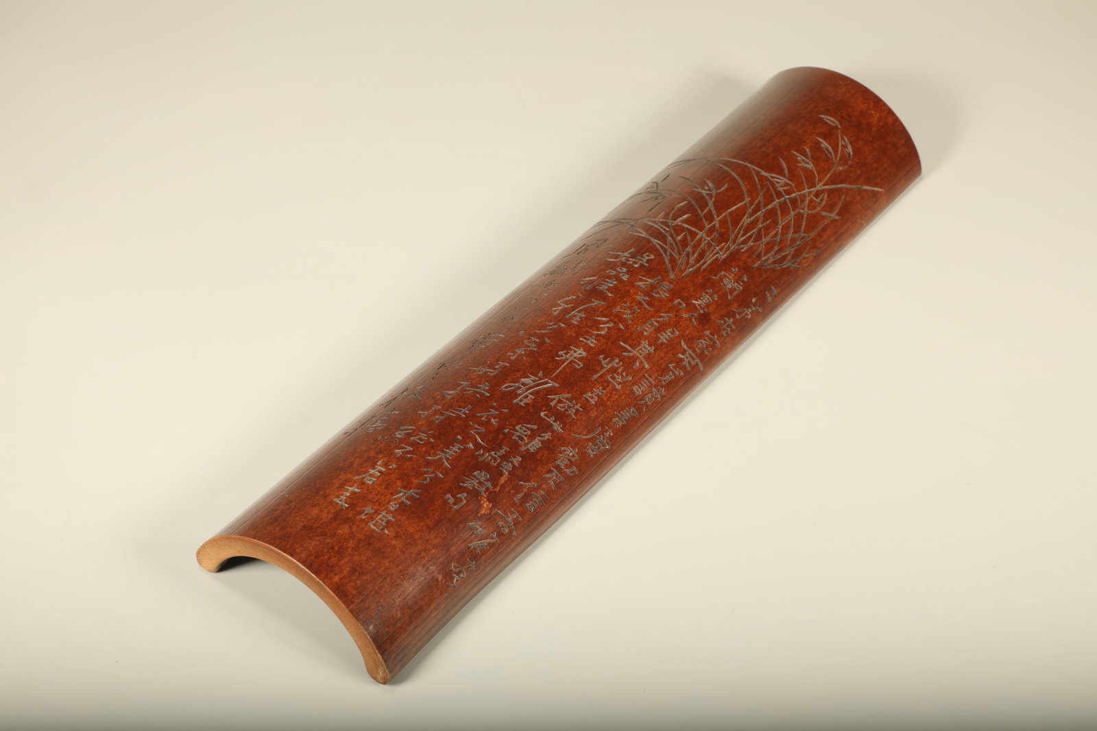 Bamboo Carving Orchid Grass Poetry and Prose Armrest in Qing Dynasty (1 of 7)