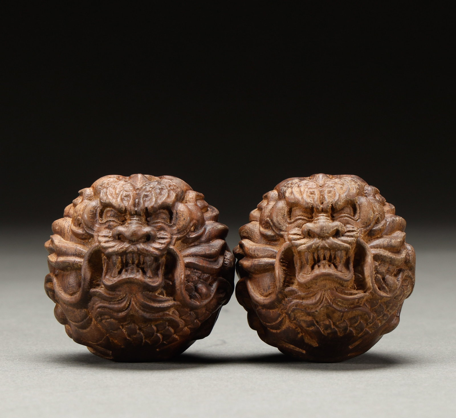 Qing Dynasty agarwood handball pair (1 of 8)