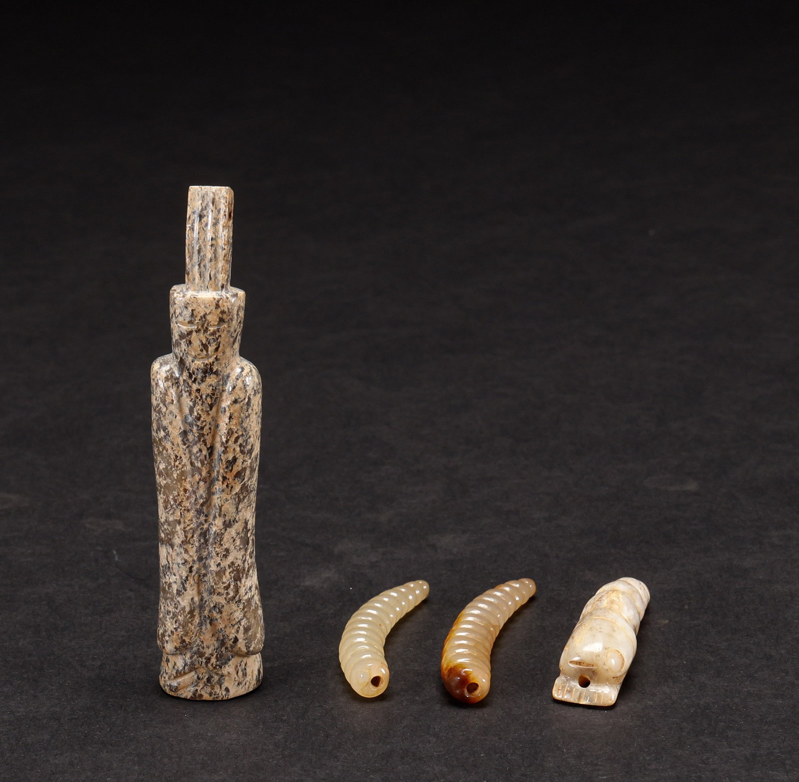 A group of Hetian jade pieces before the Ming Dynasty: Height: 8cm, Width: 1.8cm,Length: 4.5cm, Width: 1cm, Weight: 37g
