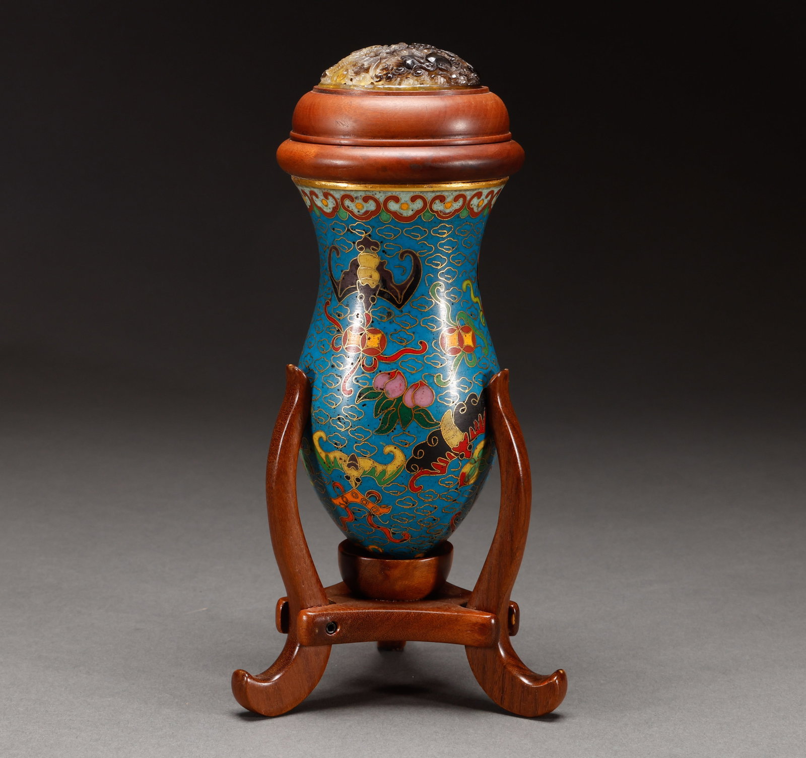 Qing Dynasty copper tire cloisonn ?? cricket jar (1 of 6)