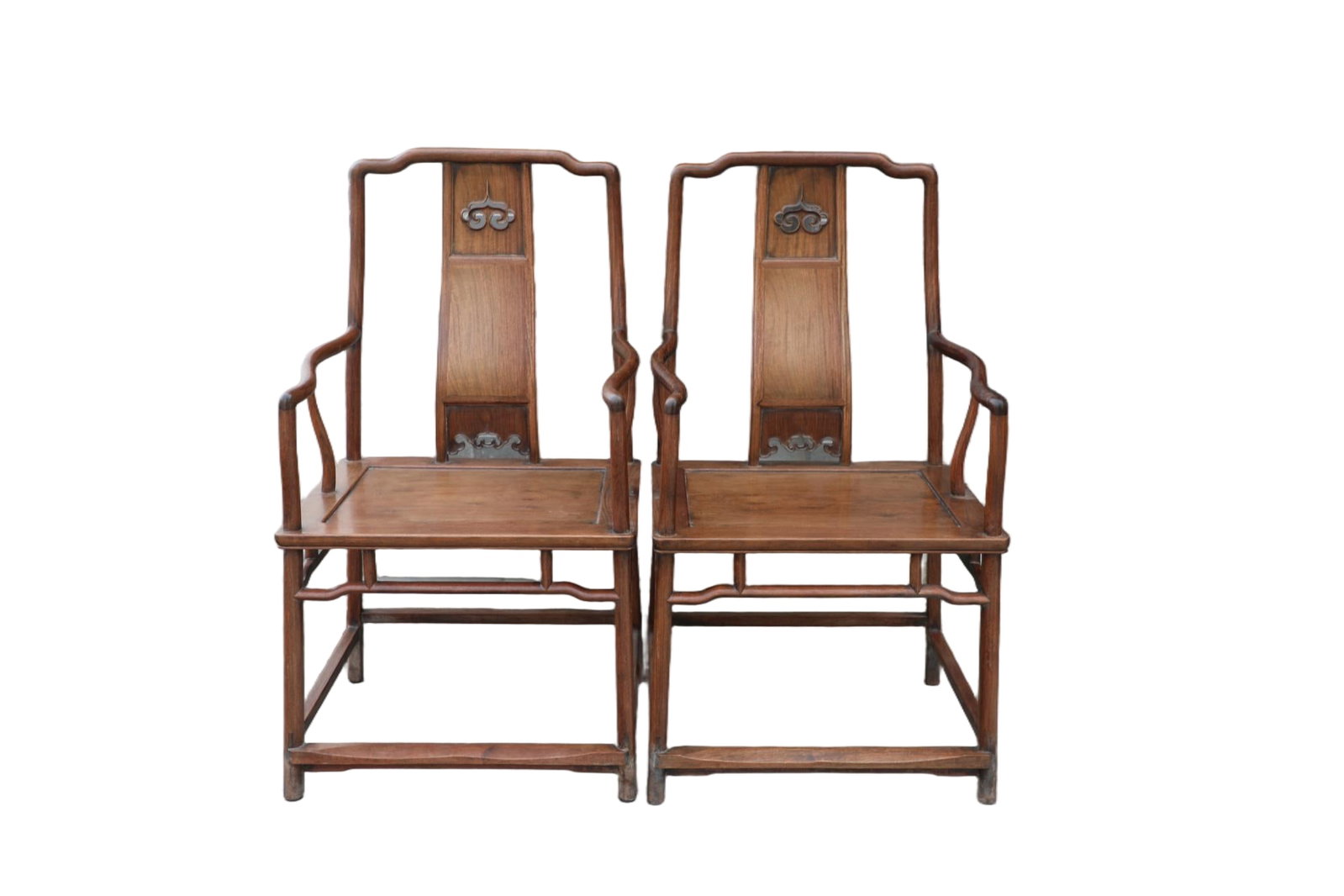 Qing Dynasty Huanghua Pear Carving Ruyi Pattern South Palace Chair Pair (1 of 6)