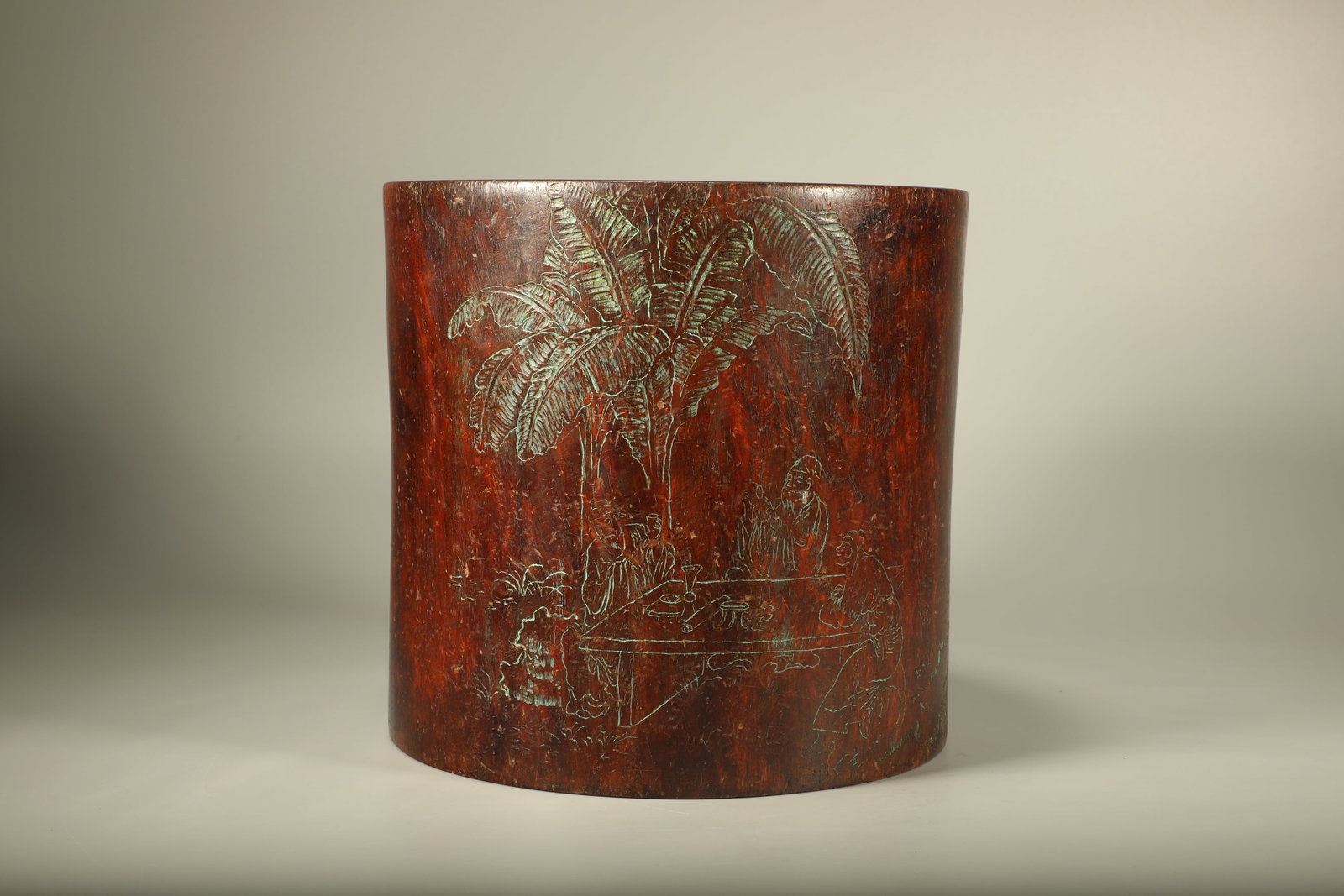 Qing Dynasty Huanghua Pear Carving Banana Figure Pen Holder (1 of 7)