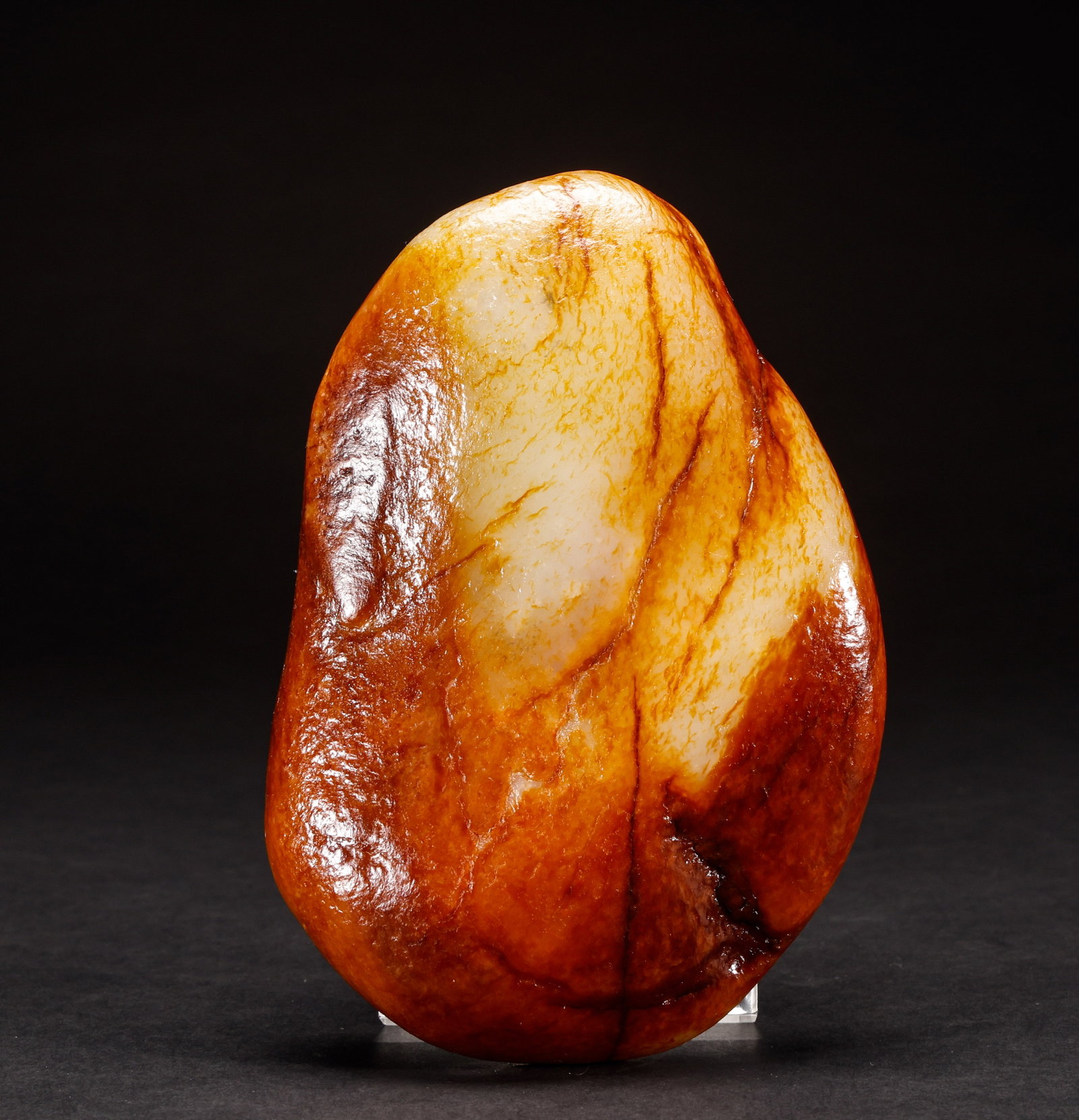 Hotan Jade Original Stone of Qing Dynasty: Height: 13.5cm, Width: 9.5cm, Weight: 702g