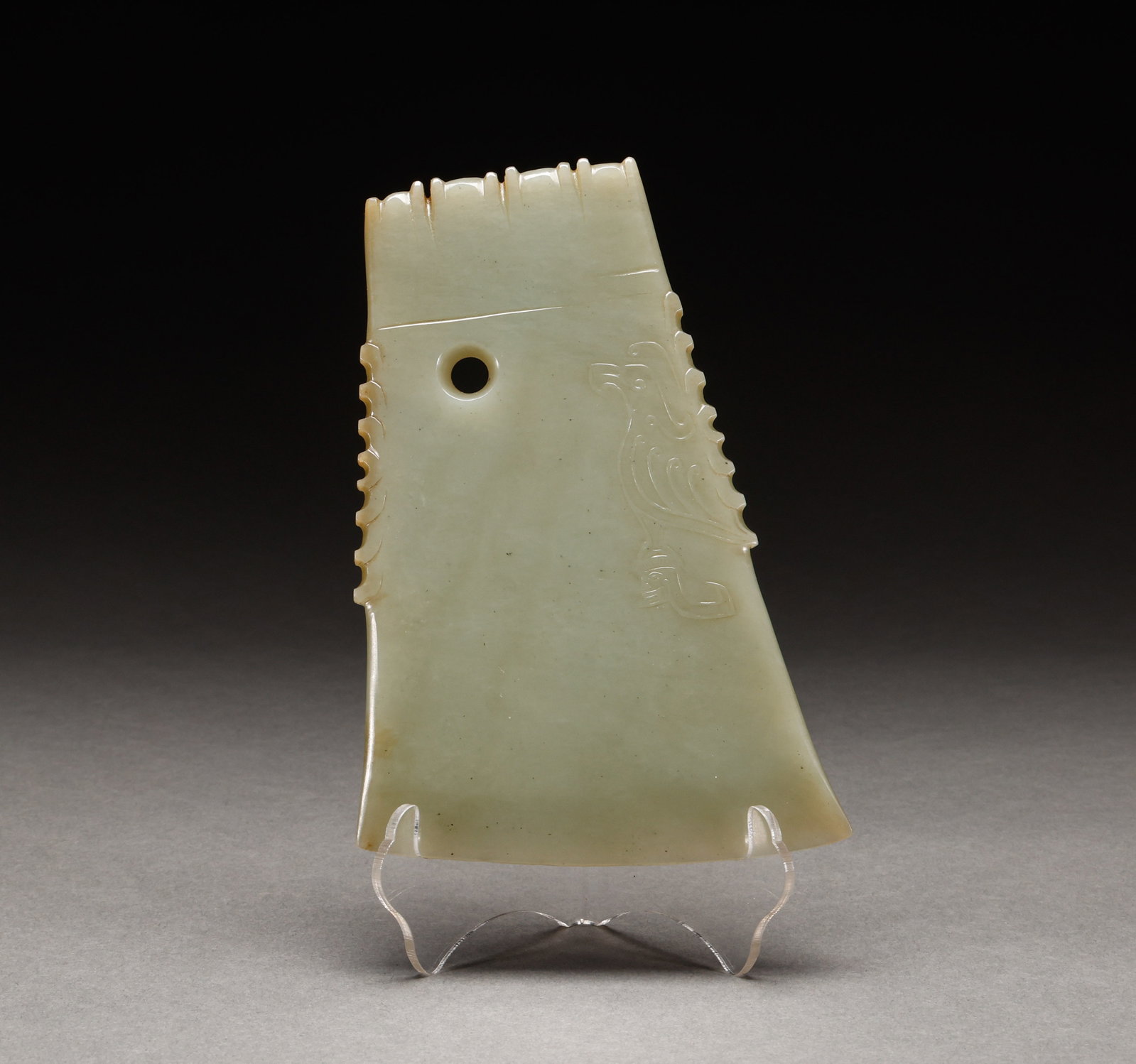Before the Ming Dynasty, Hetian Qingyu bird patterned jade axe (1 of 6)