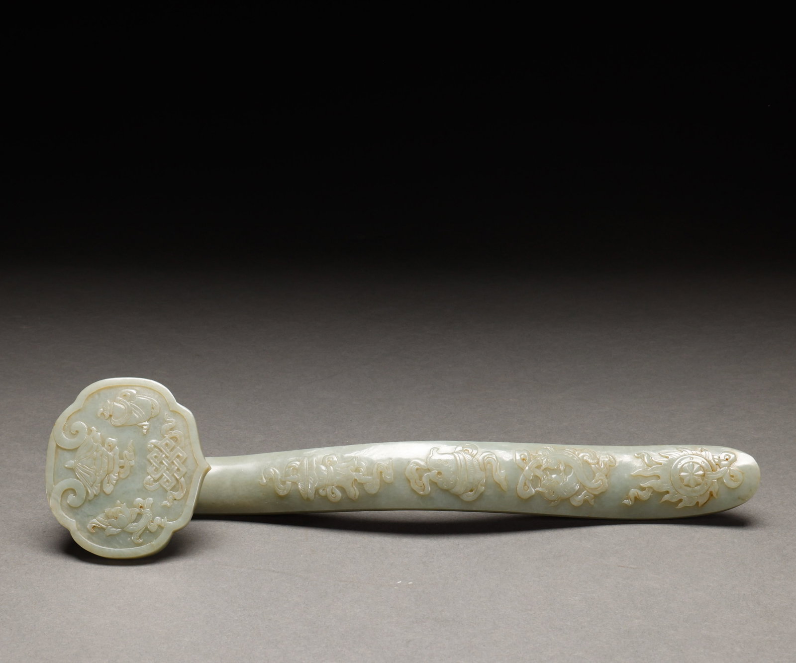 Qing Dynasty Hotan Jade Dark Eight Immortals Pattern Ruyi (1 of 7)
