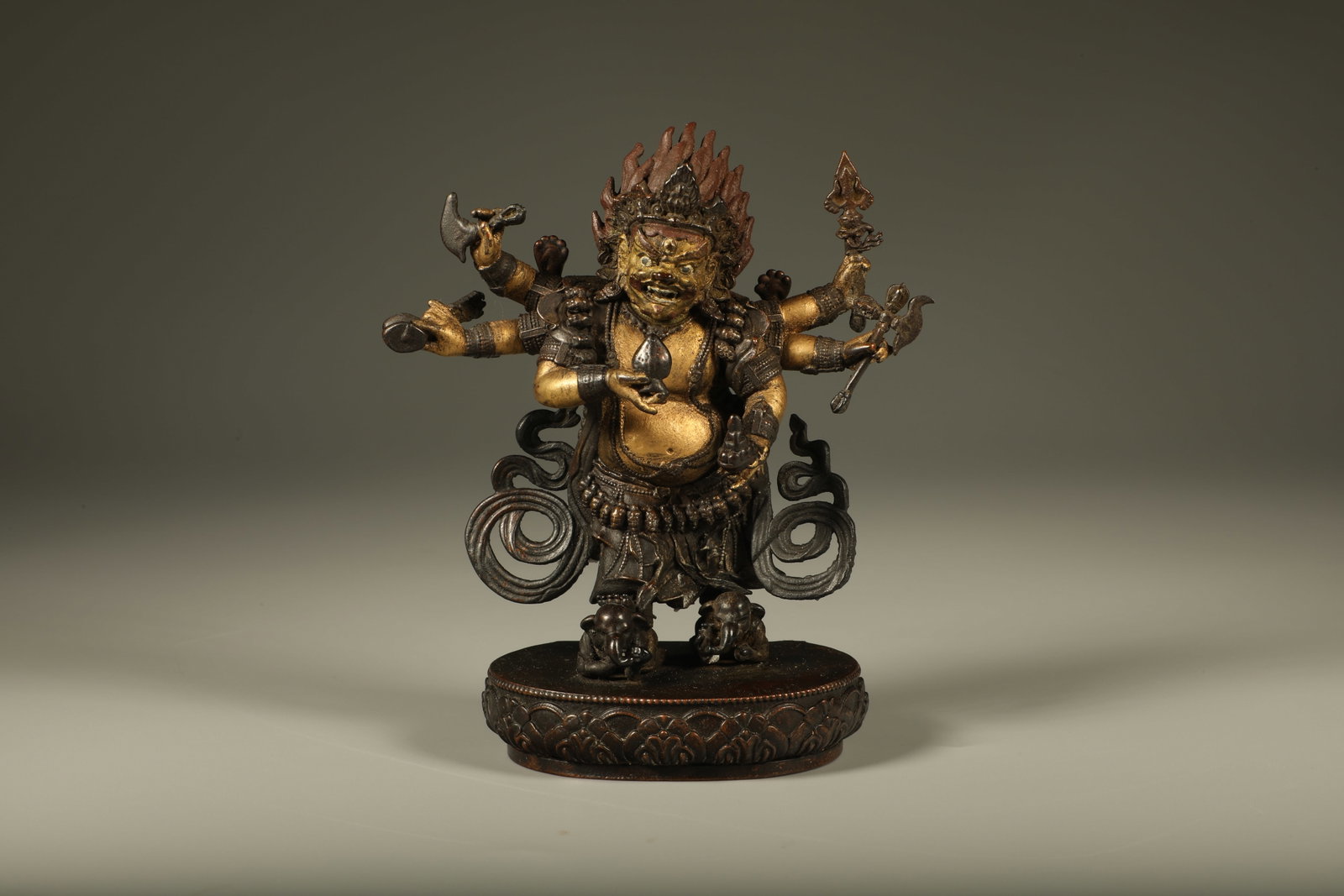 Qing Dynasty Bronze Gilded Six Armed Black Sky Statue (1 of 7)