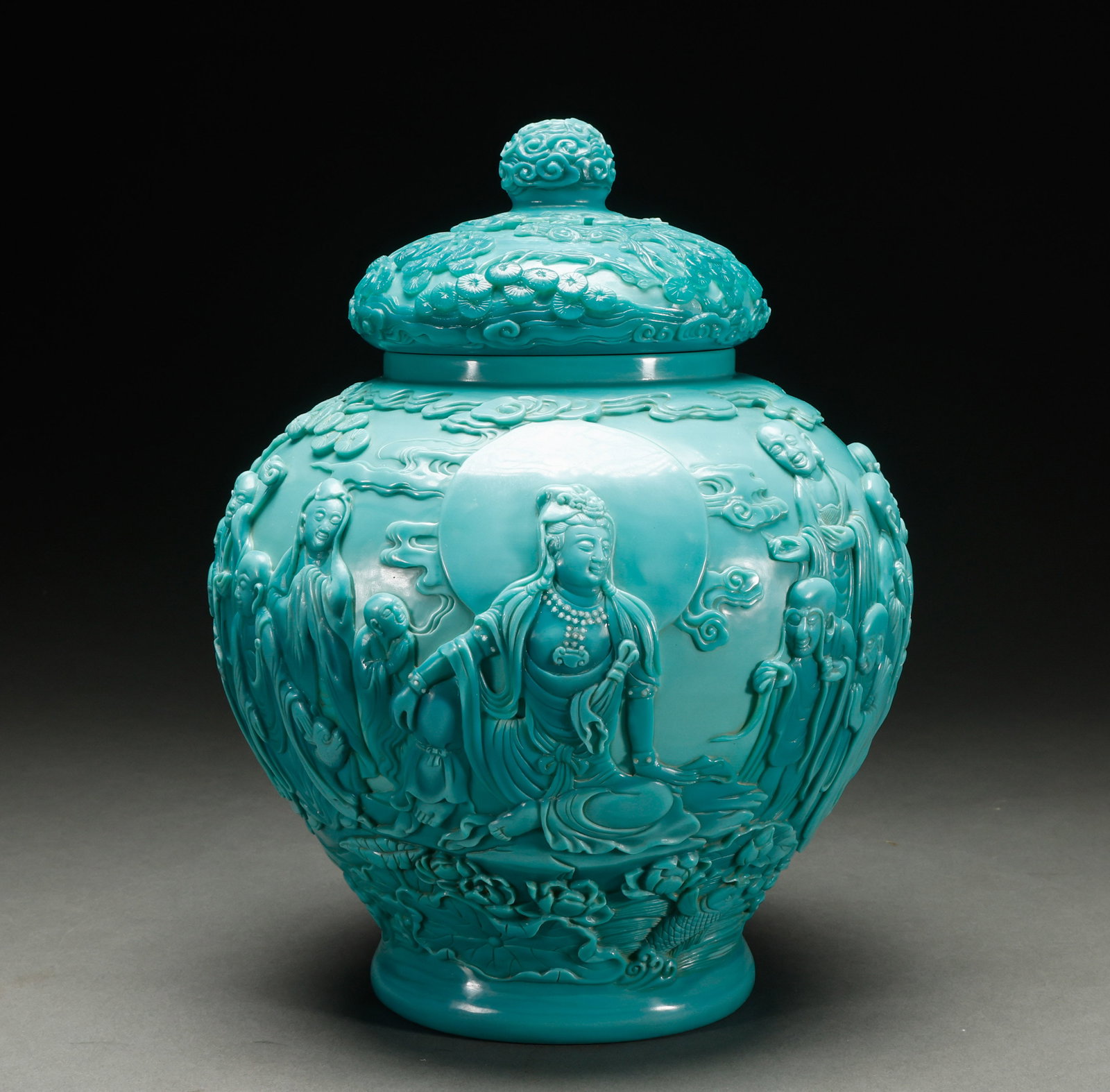 Qing Dynasty glass figure story patterned lid jar (1 of 12)
