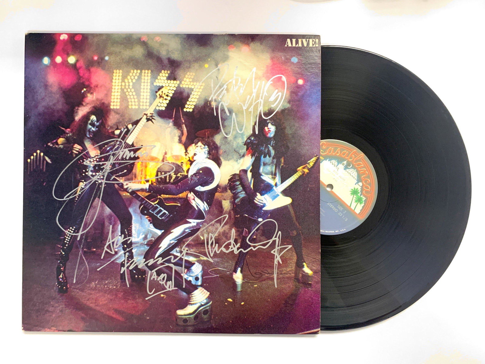 Autograph KISS Vinyl: Category: CollectiblesAutograph: Paul Stanley, Gene Simmons, Ace Frehley, Peter Criss Item Condition: Brand New