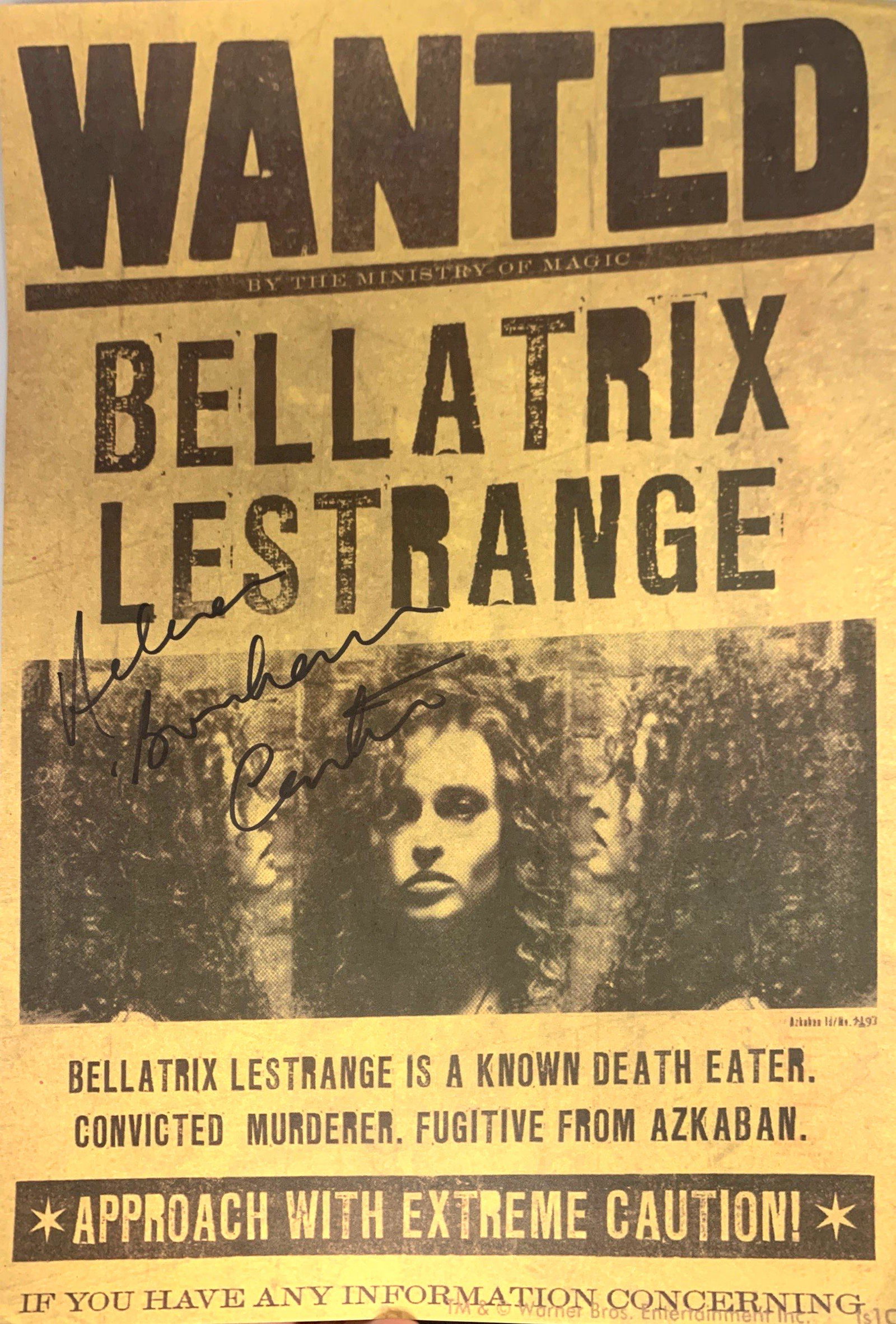 Autograph Harry Potter Newspaper Poster: Autograph Name(s): Helena Bonham Carter