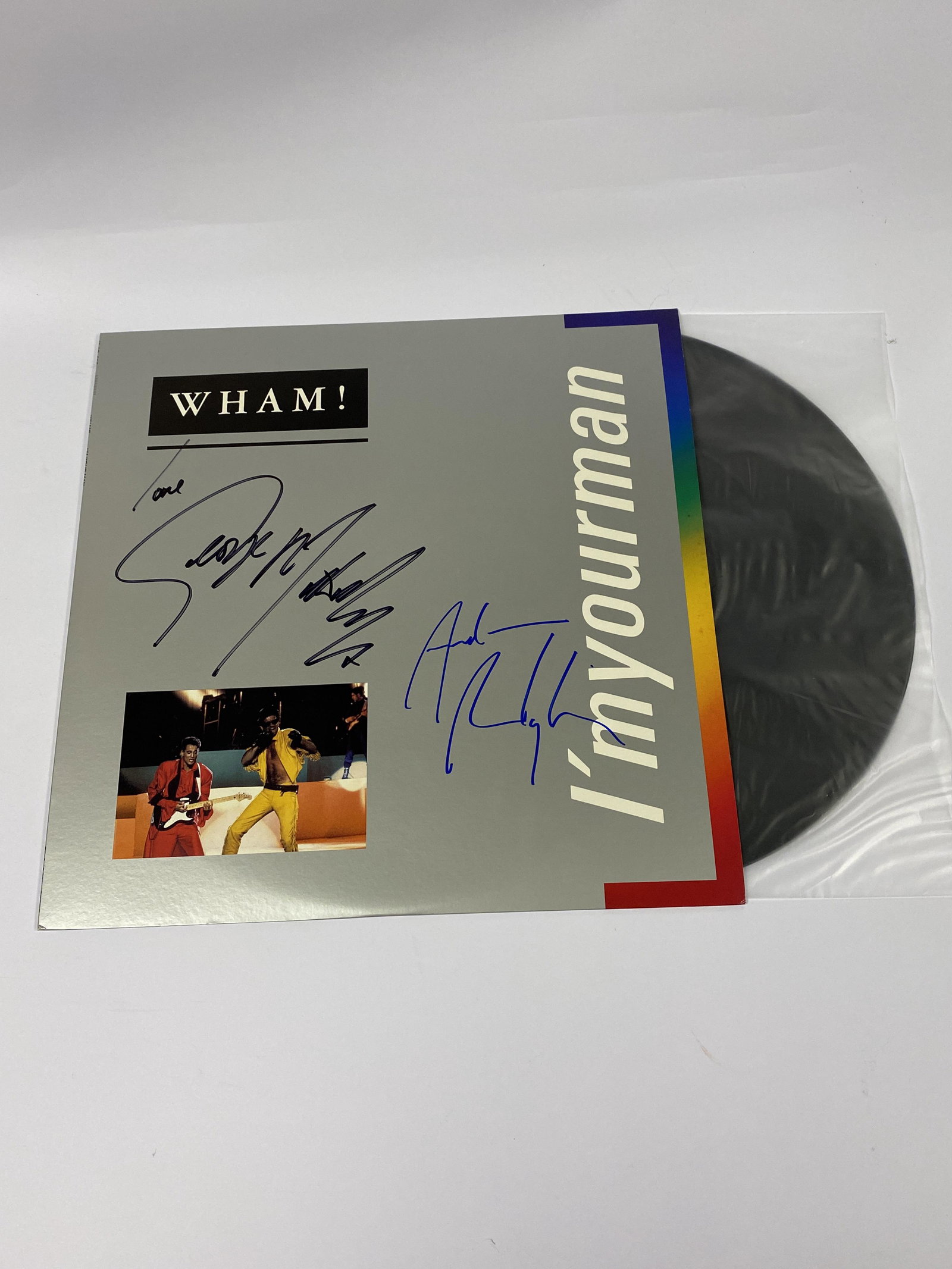 Autograph Wham! Im Your Man Vinyl: Category: CollectiblesAutograph: George Michael, Andrew Ridgeley Item Condition: Brand New