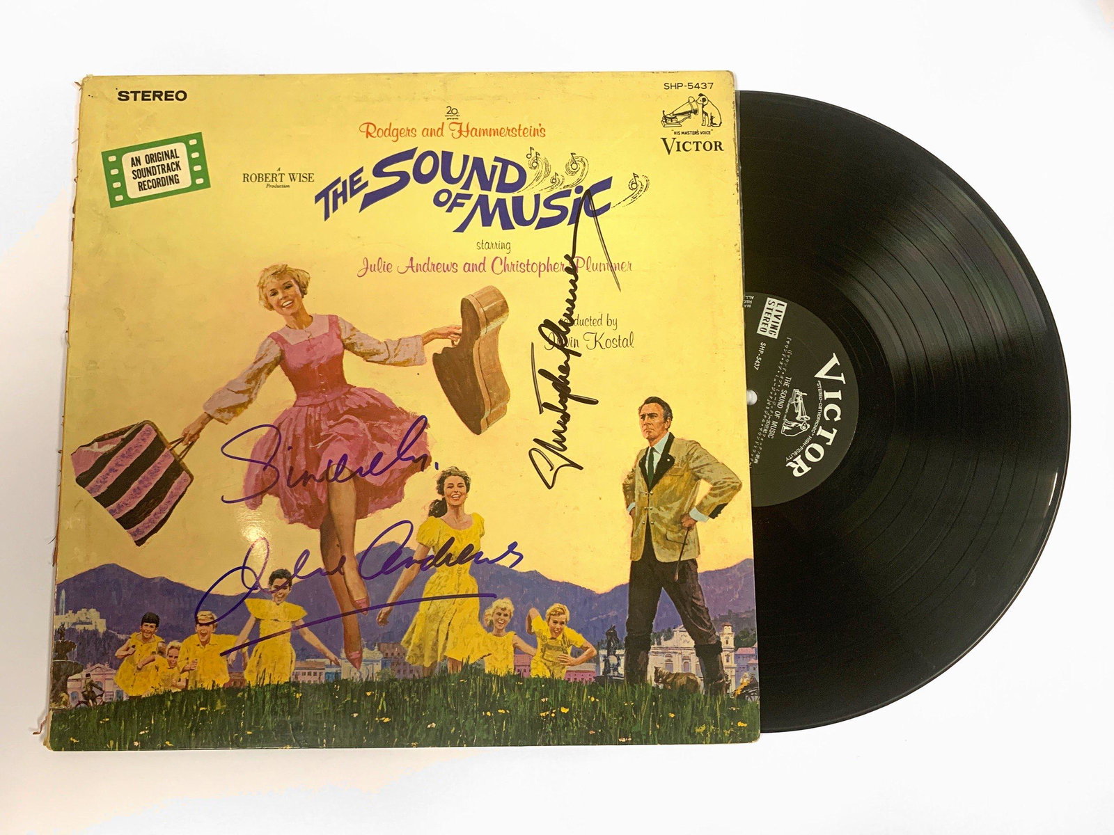 Autograph Sound of Music Vinyl: Autograph Name(s): Christopher Plummer, Julie AndrewsProduct Condition: Vintage