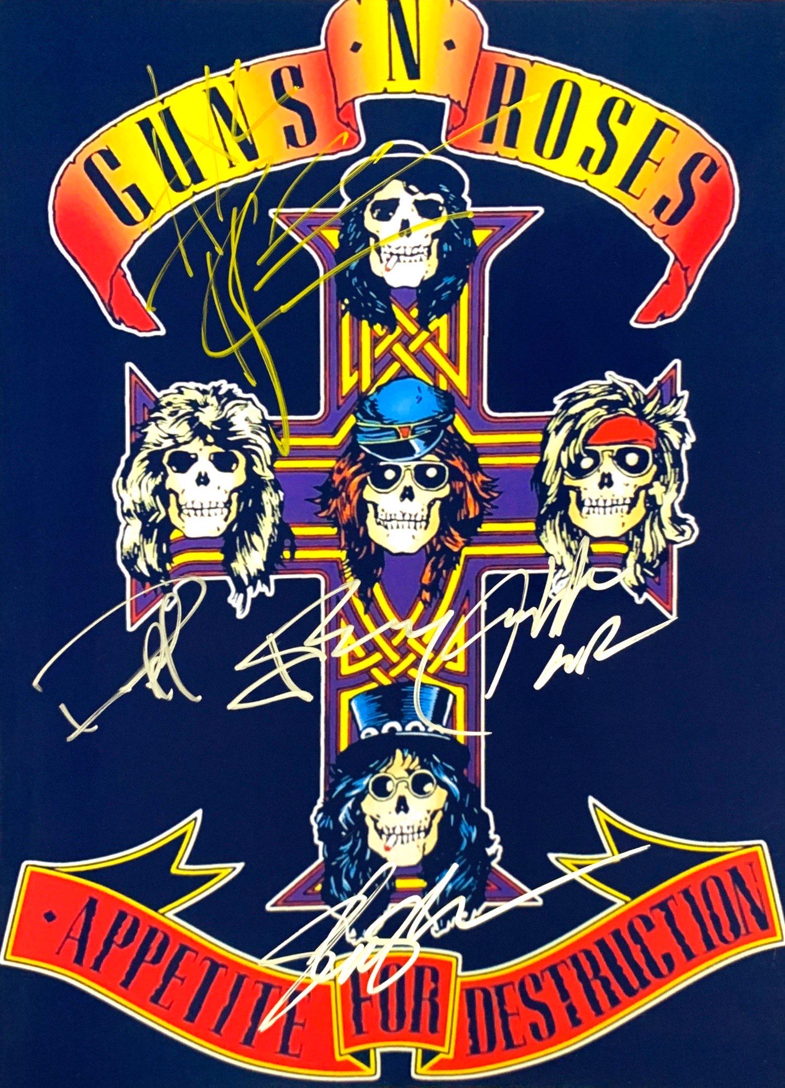 Autograph Guns N Roses Photo: Category: CollectiblesAutograph: Axl Rose, Slash, Izzy Stradlin, Duff McKagan, Steven Adler Item Condition: Brand New
