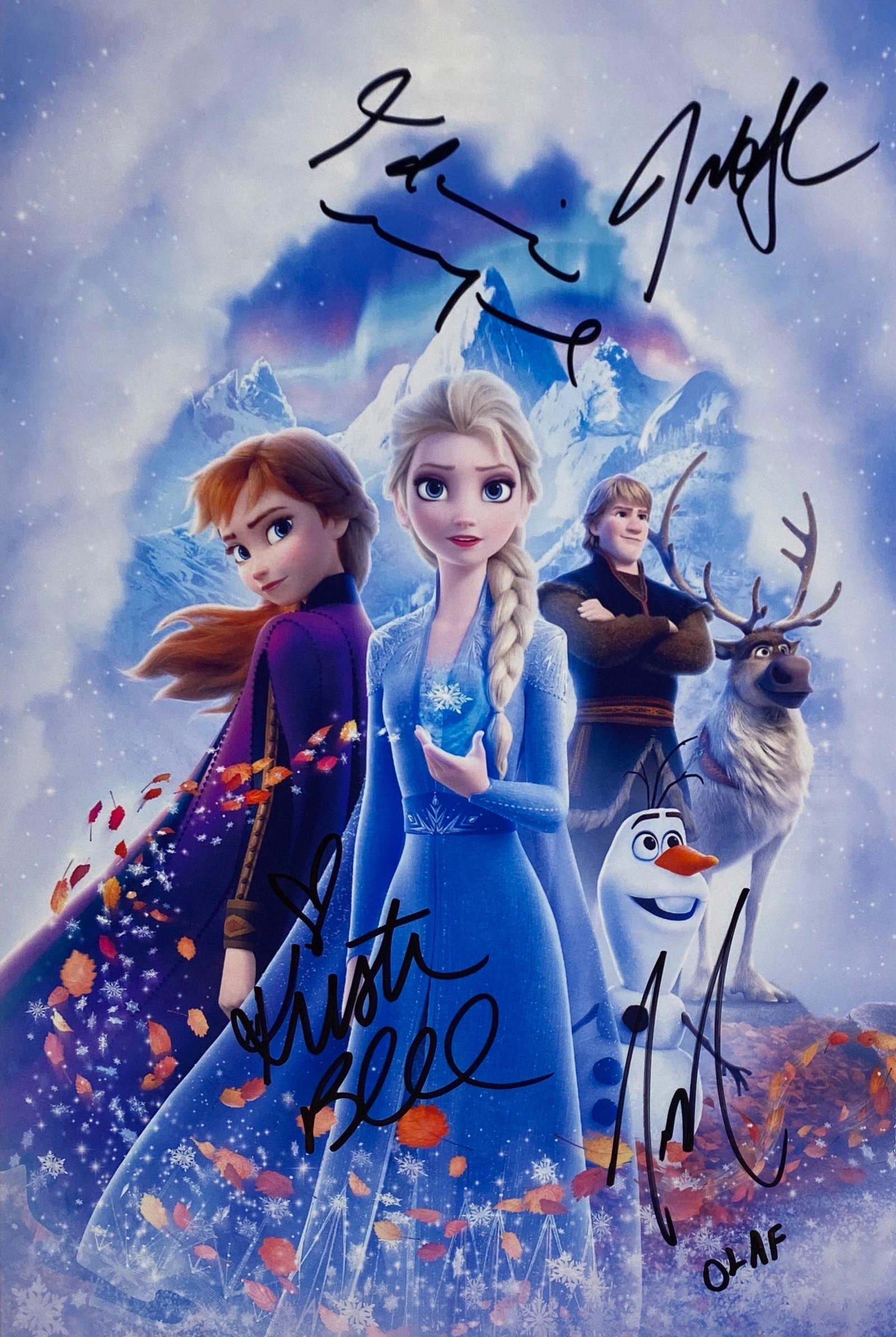 Autograph Forzen 2 Photo: Size: 8 x 10'Autograph: Kristen Bell, Idina Menzel, Josh Gad, Jonathan Groff