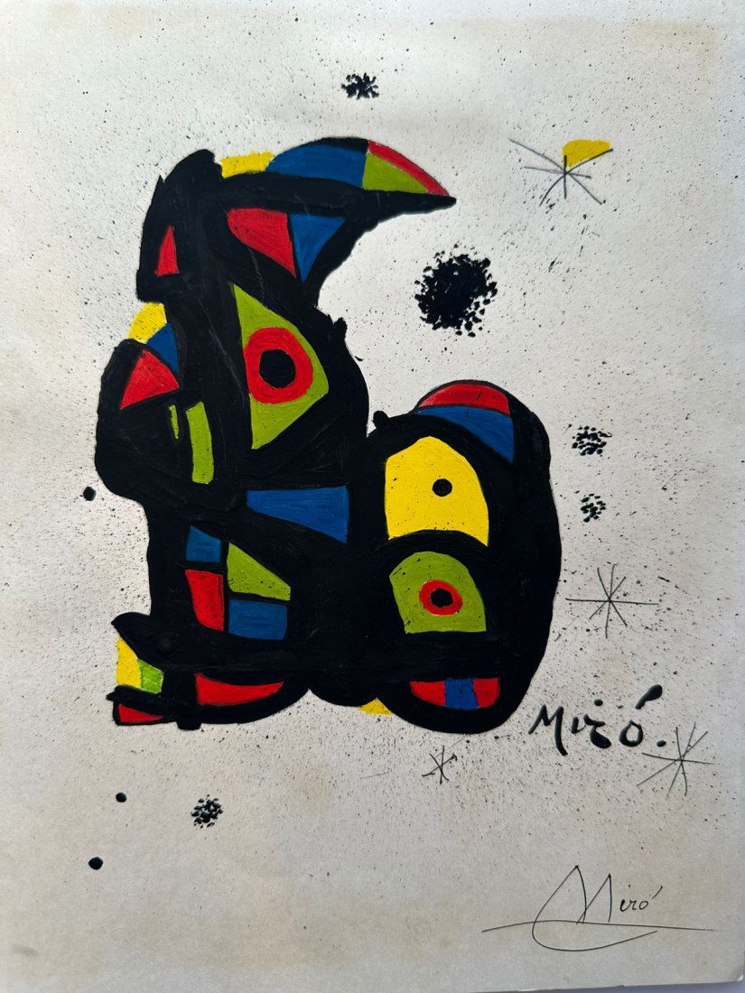 Joan Miro (Mixed Media on Paper Painting) in the style of (1 of 5)