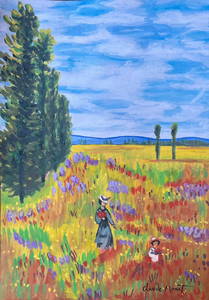 Claude Monet (Mixed media on Paper Painting ) in the style of