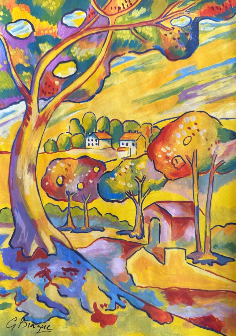 Georges Braque (Mixed Media on Paper Painting) in the style of (1 of 4)